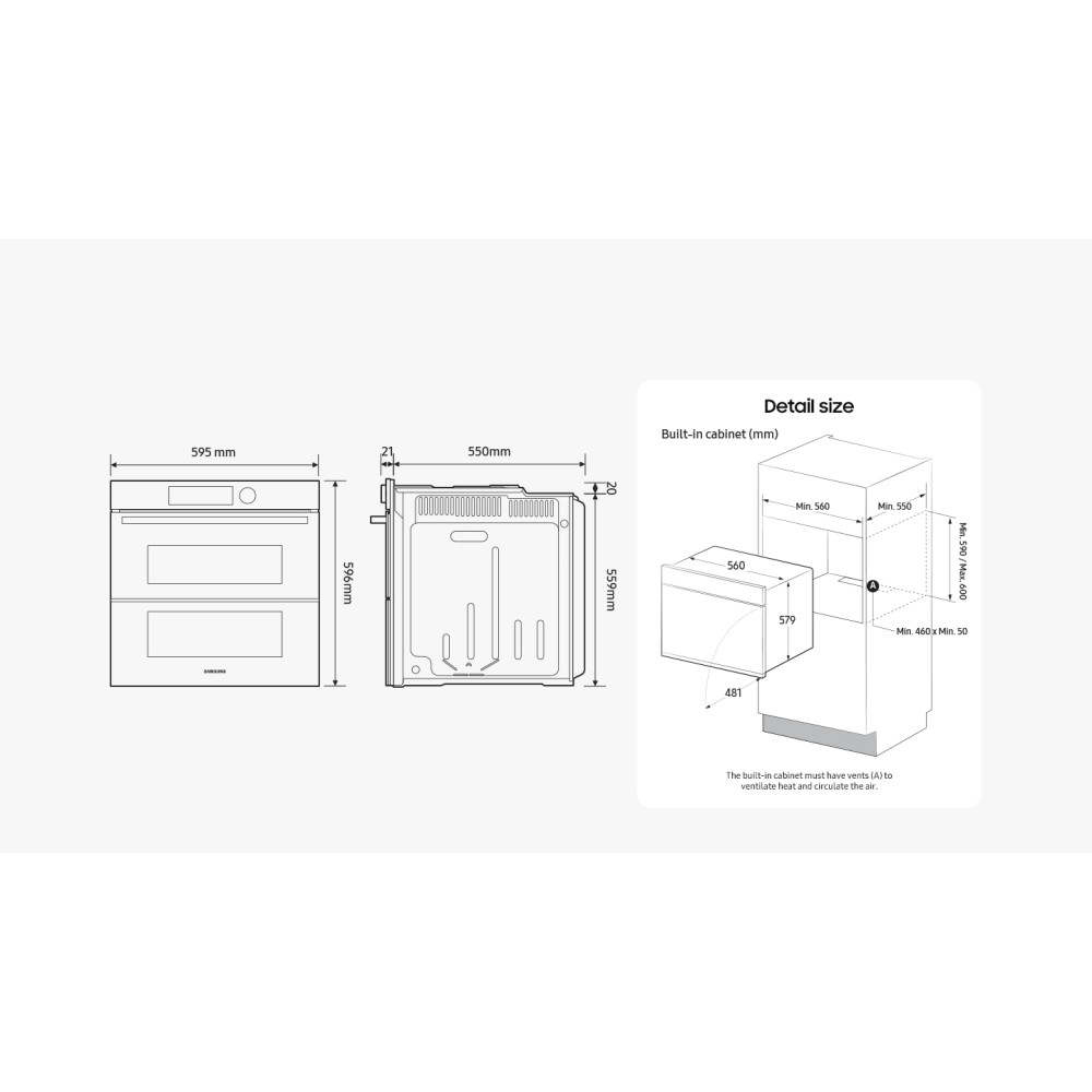 Inbyggnadsugn Samsung NV7000B Serie 5 Svart med Varmluft och Pyrolytisk Rengöring