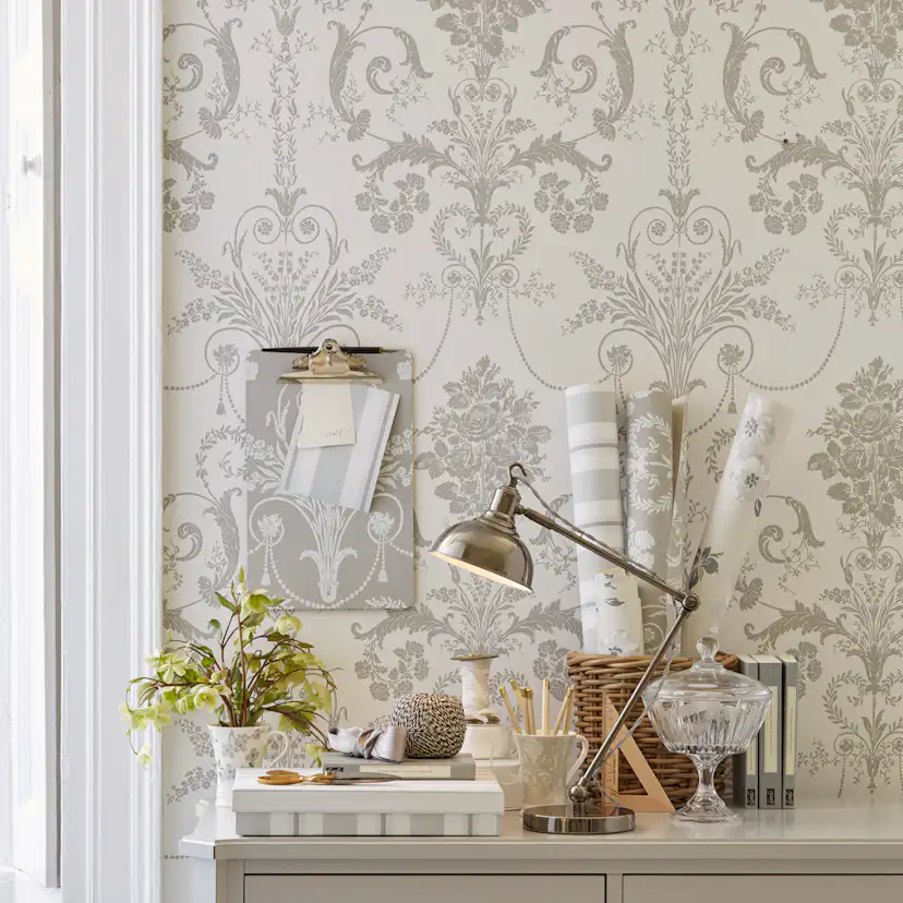 Tapet Laura Ashley Josette Dove Gra & Vit
