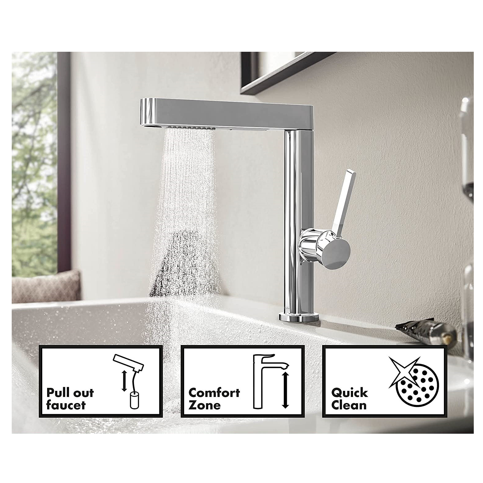 Tvättställsblandare Hansgrohe Finoris 230 med Utdragbar Handdusch 2jet