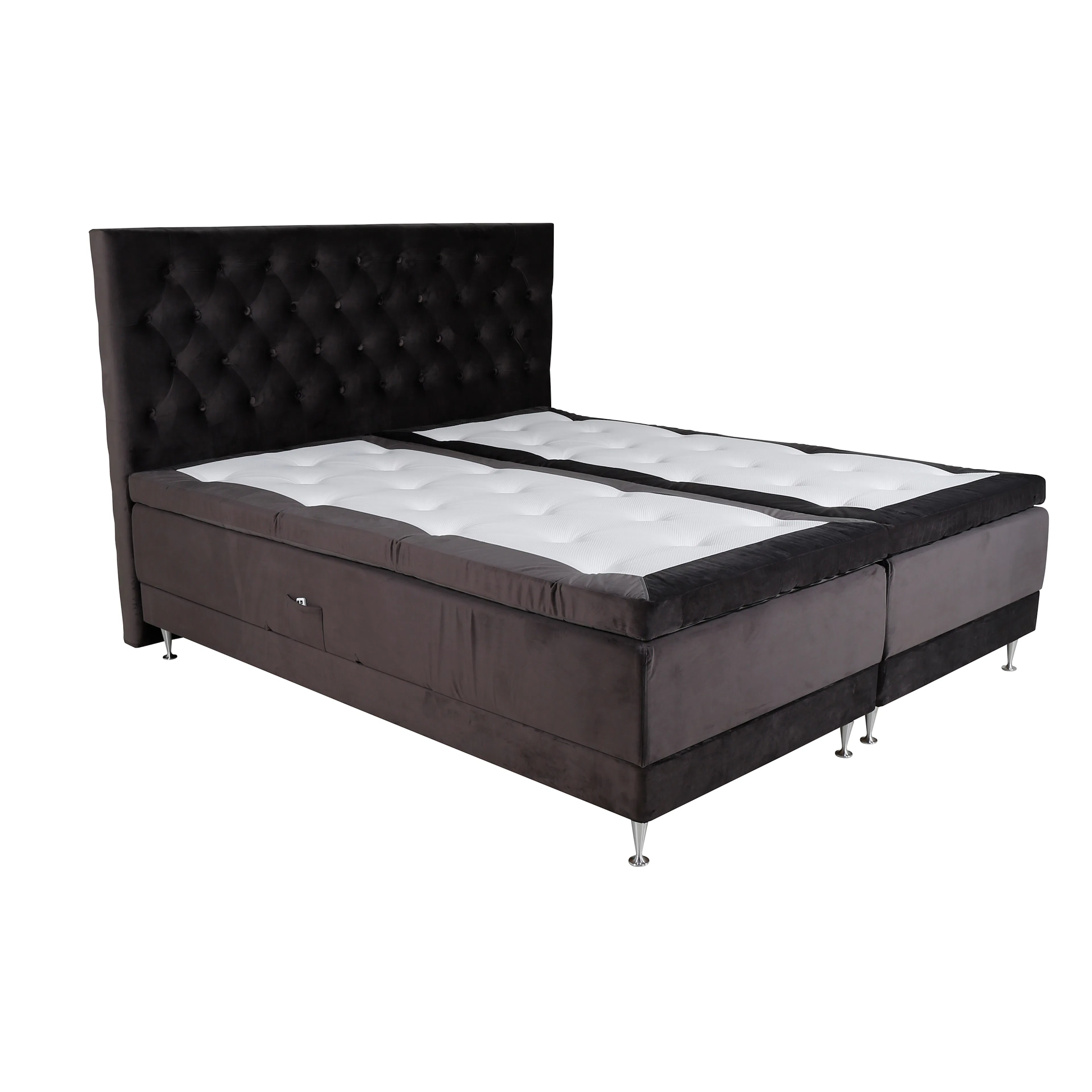 Vansbro ställbara säng 180 cm medium/fast mörkgrå sammet Medium/Fast