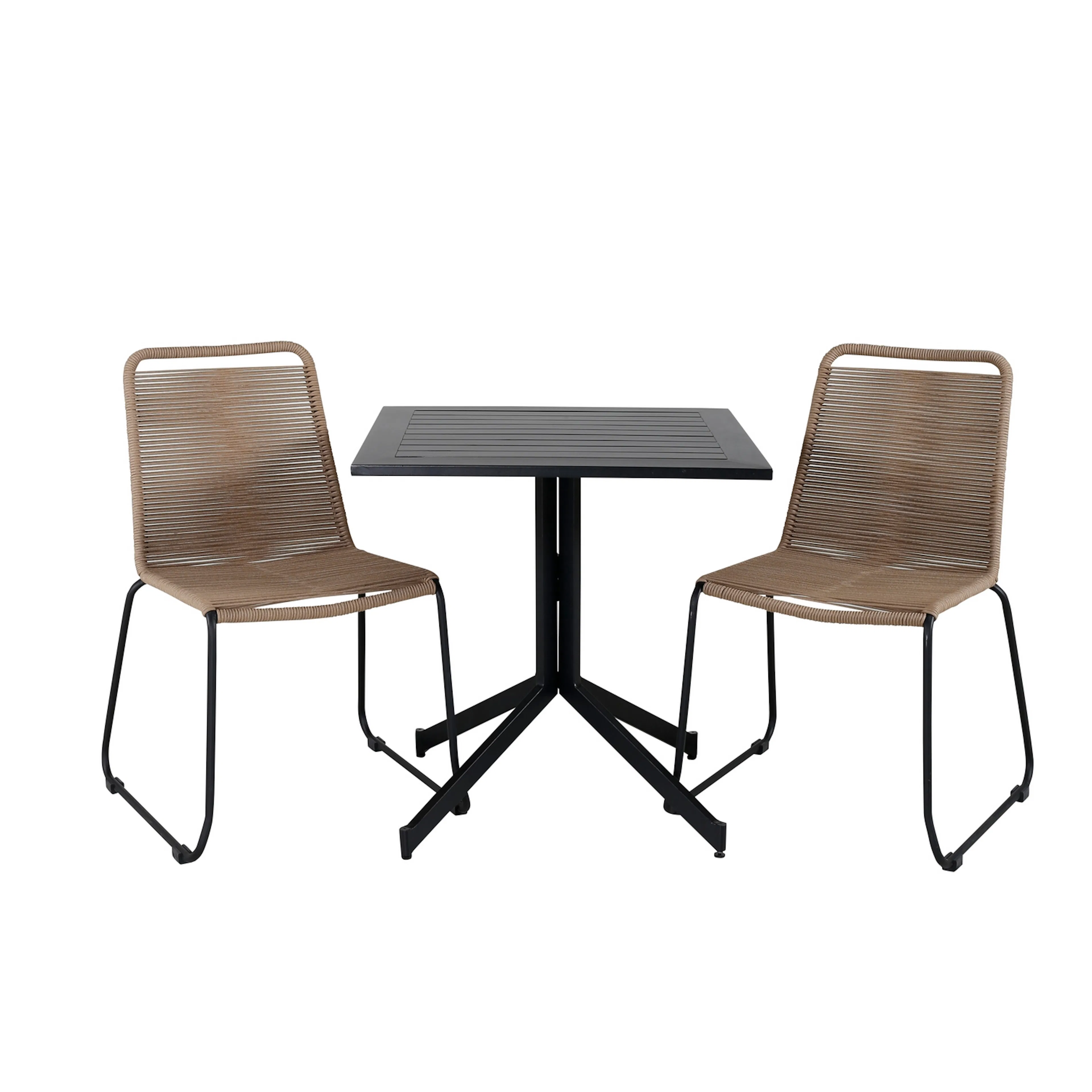 Way café table 70*70+Lindos Stacking Chair - Black Alu / Lat Latte