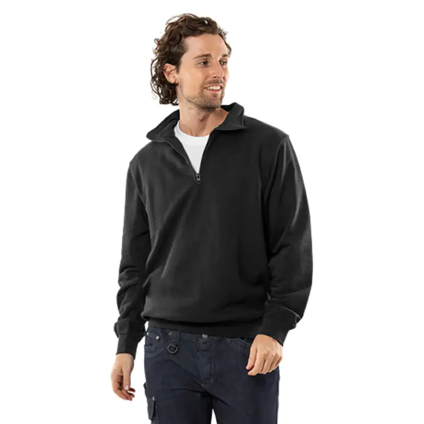 SWEATSHIRT KORT ZIP 1737 SWB Färg: Svart, Storlek: M