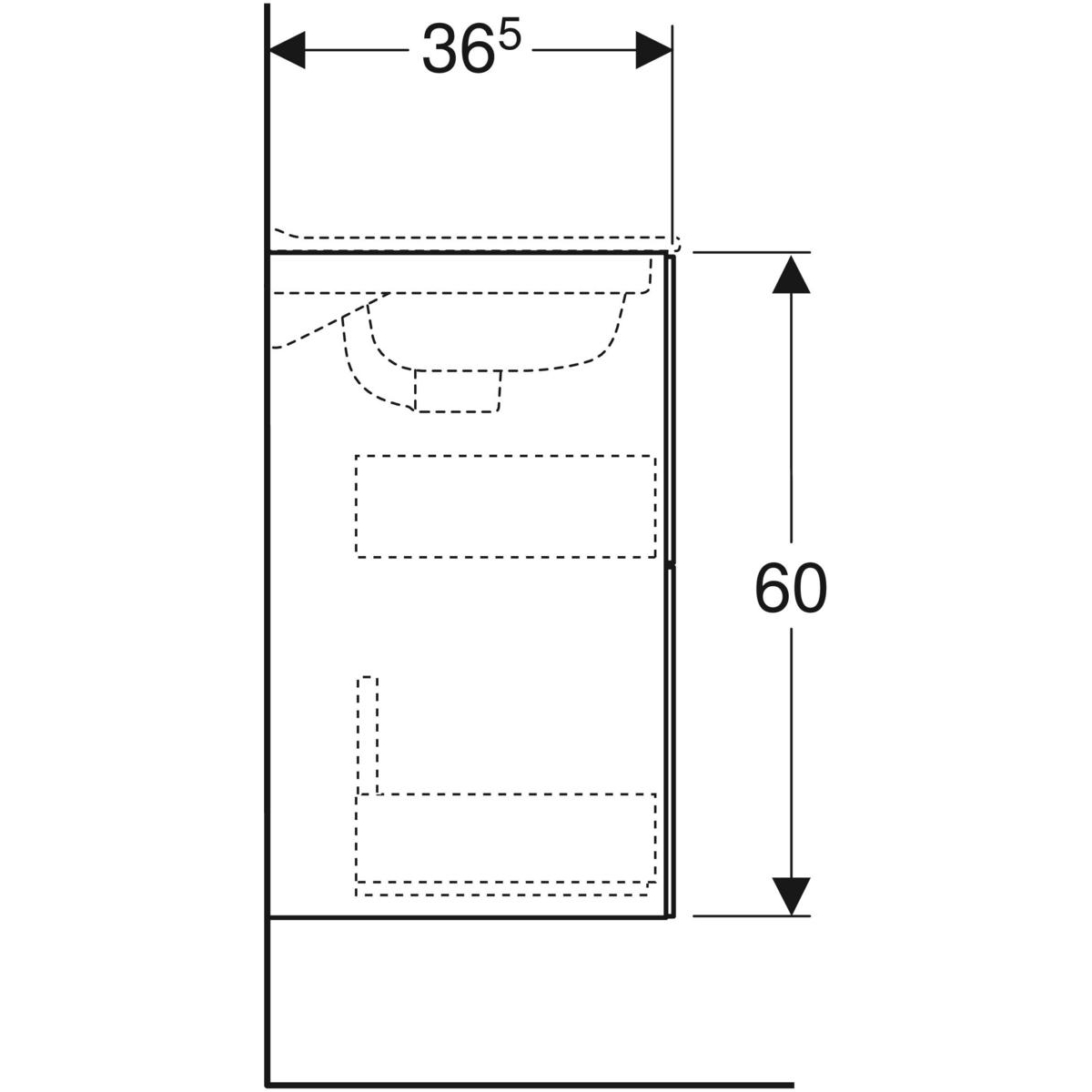 Ifö Elegant underskåp för möbeltvättställ, med två lådor, ko Vit, 900x600 mm