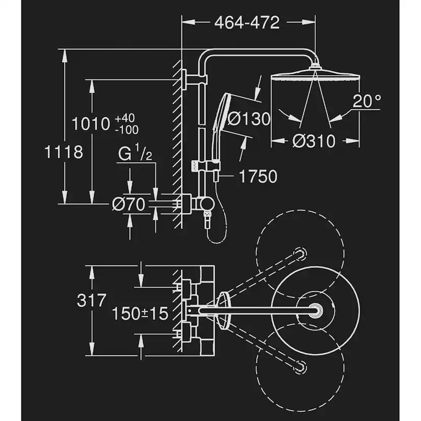 Takduschset Grohe Rainshower Ø310 mm