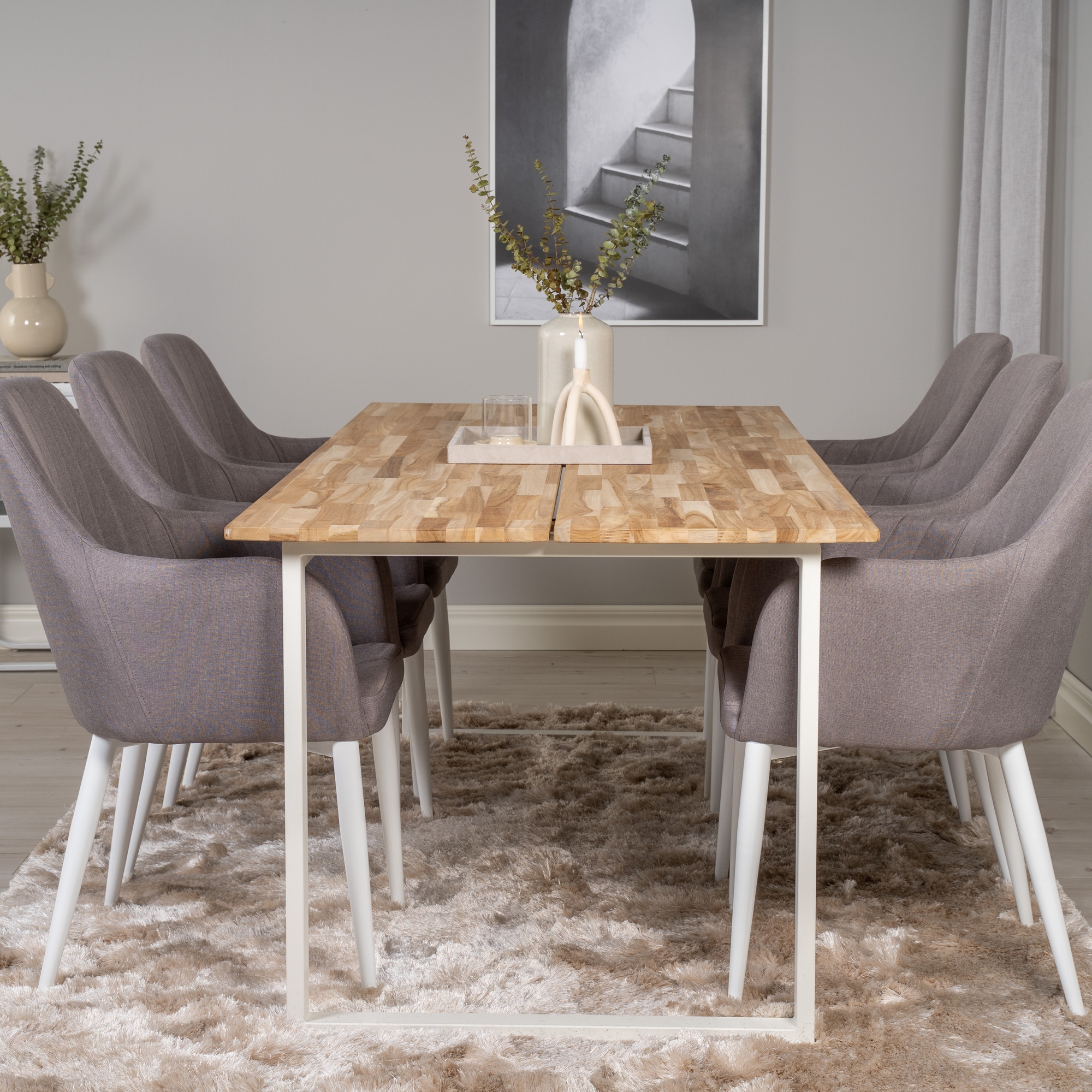 Cirebon Dining table 200*90cm - wood / White+Comfort Karmsto Natur/Vit