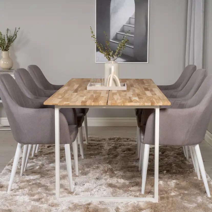 Cirebon Dining table 200*90cm - wood / White+Comfort Karmsto Natur/Vit