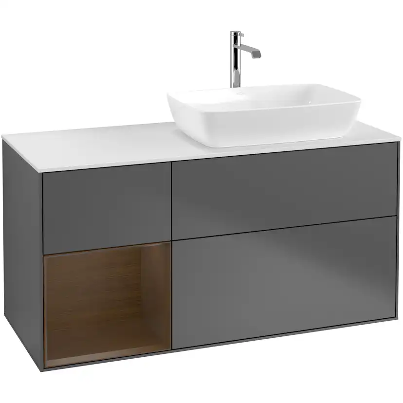 Tvättställsskåp Villeroy & Boch Finion med 3 Lådor Hylla och Bänkskiva för Ocentrerat Tvättställ från Artis & Collaro