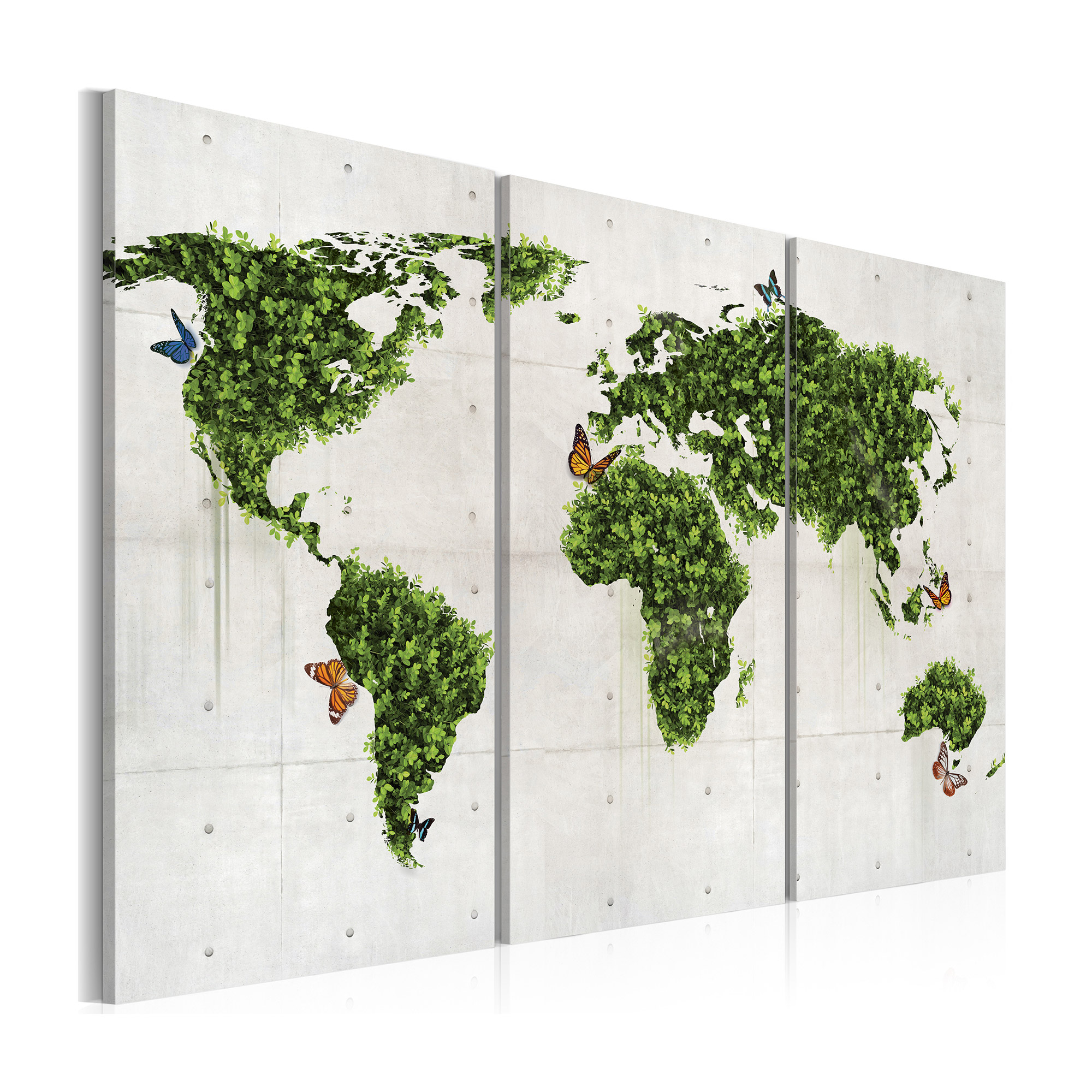 Tavla Arkiio Grönt Land Fjärilar Triptyk