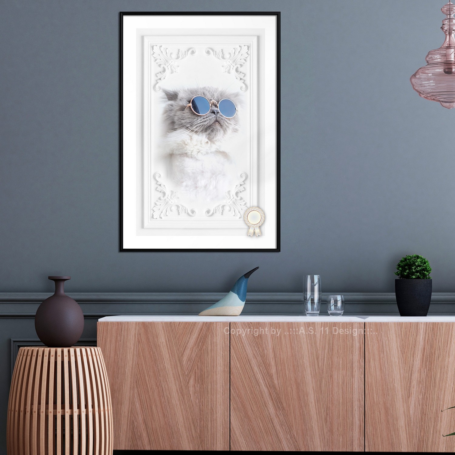 Poster Artgeist Affisch Cat with Glasses