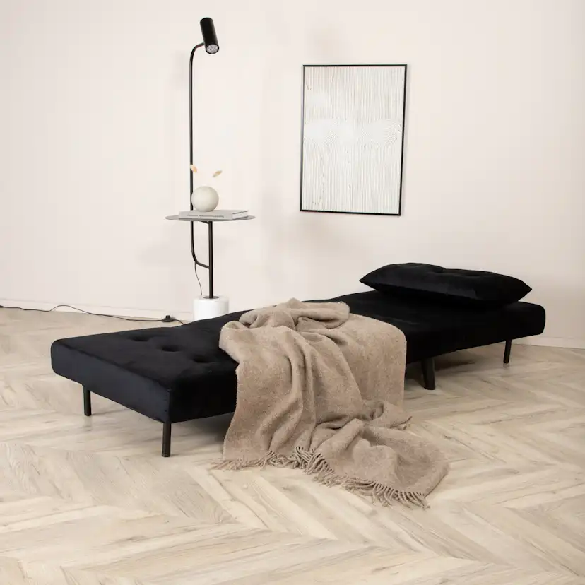 Vicky Folding Bed Single - Black / Black Velvet Svart