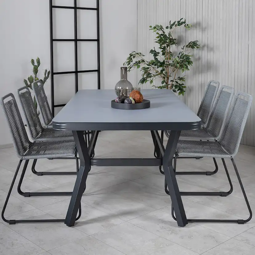 Matgrupp Utomhus Venture Home Vyn Aluminium med 6 Lumi Trädgårdsstolar