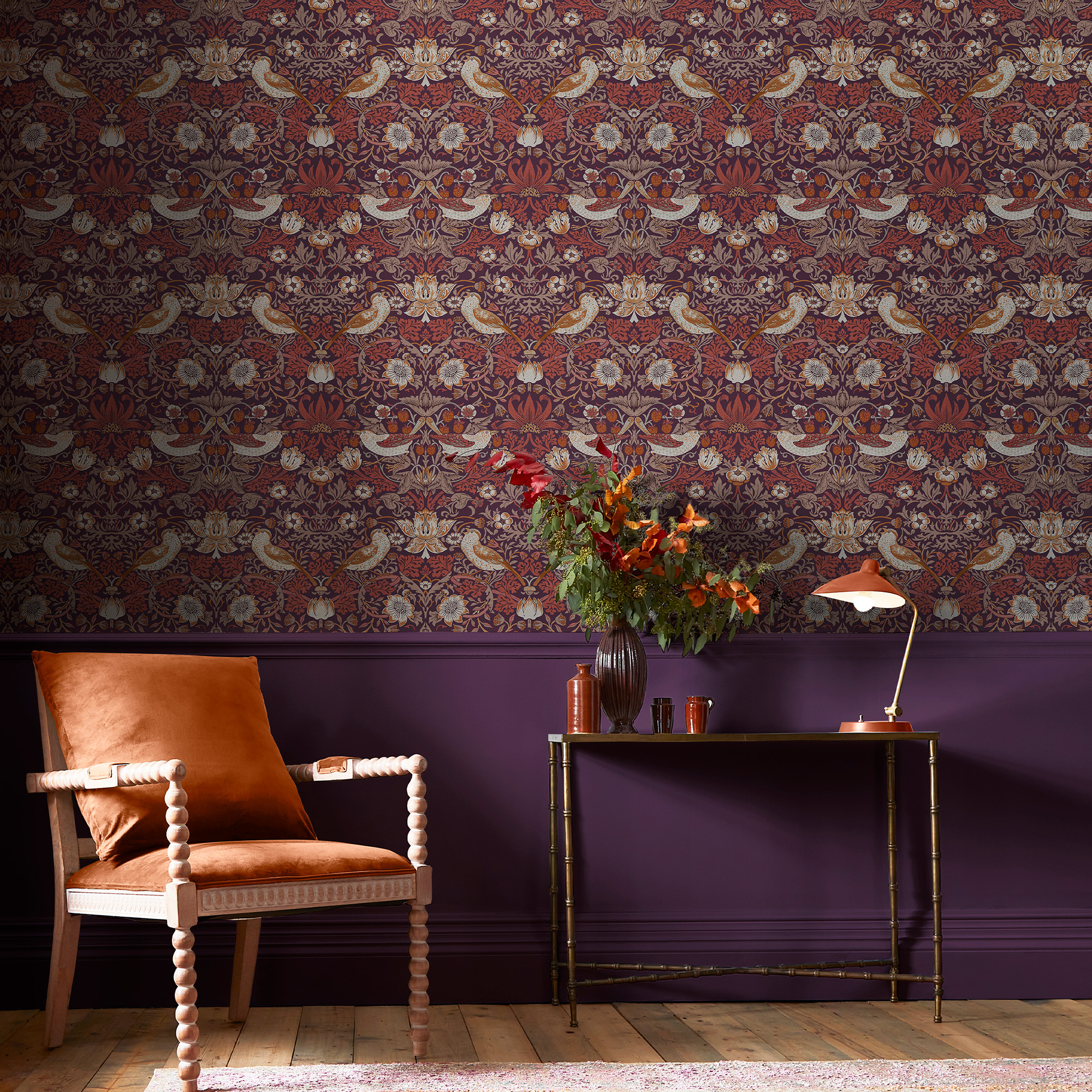 Tapet William Morris At Home Strawberry Thief 124229
