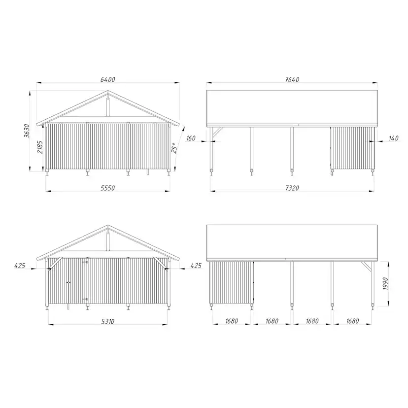 Carport Palmako Robert 40,6 m2 med Förråd