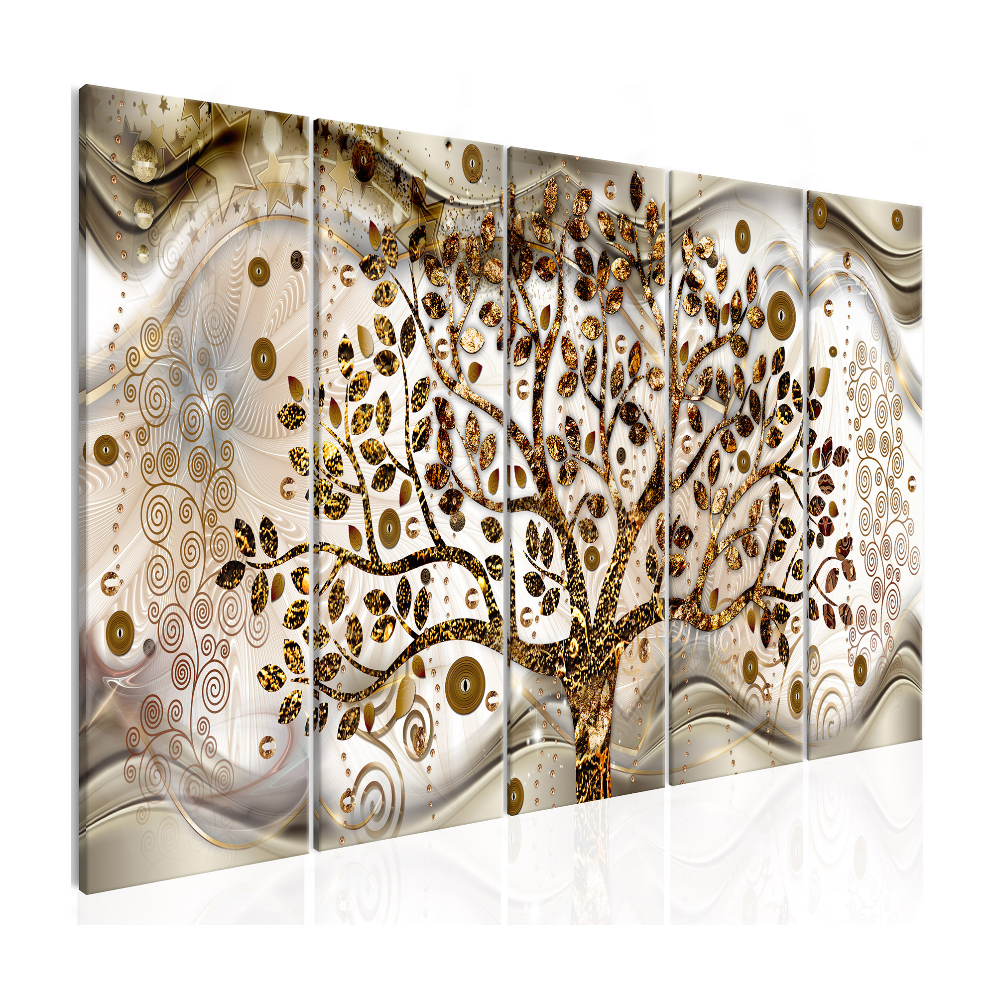 Tavla Arkiio Tree And Waves Brown 5 delar