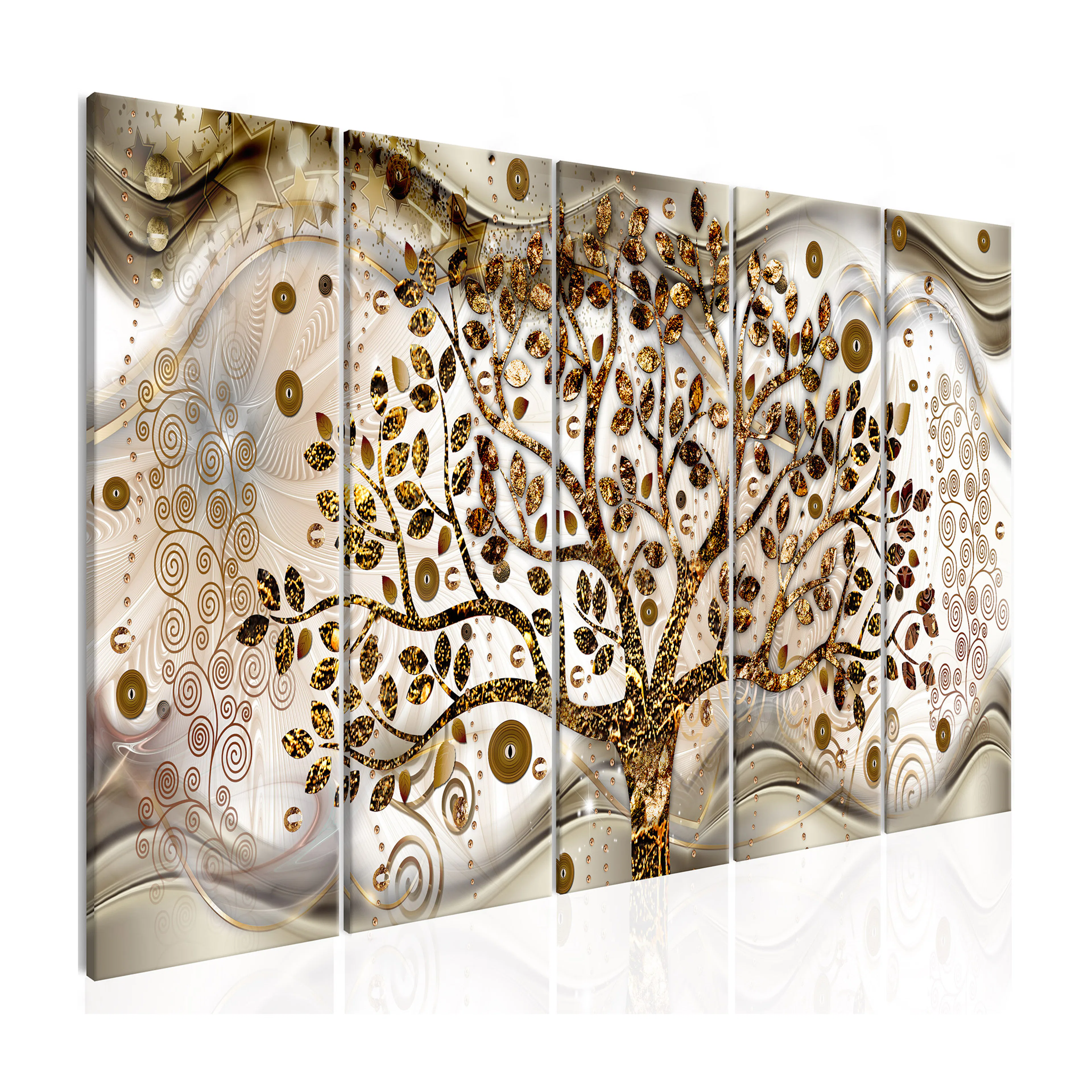 Tavla Arkiio Tree And Waves Brown 5 delar