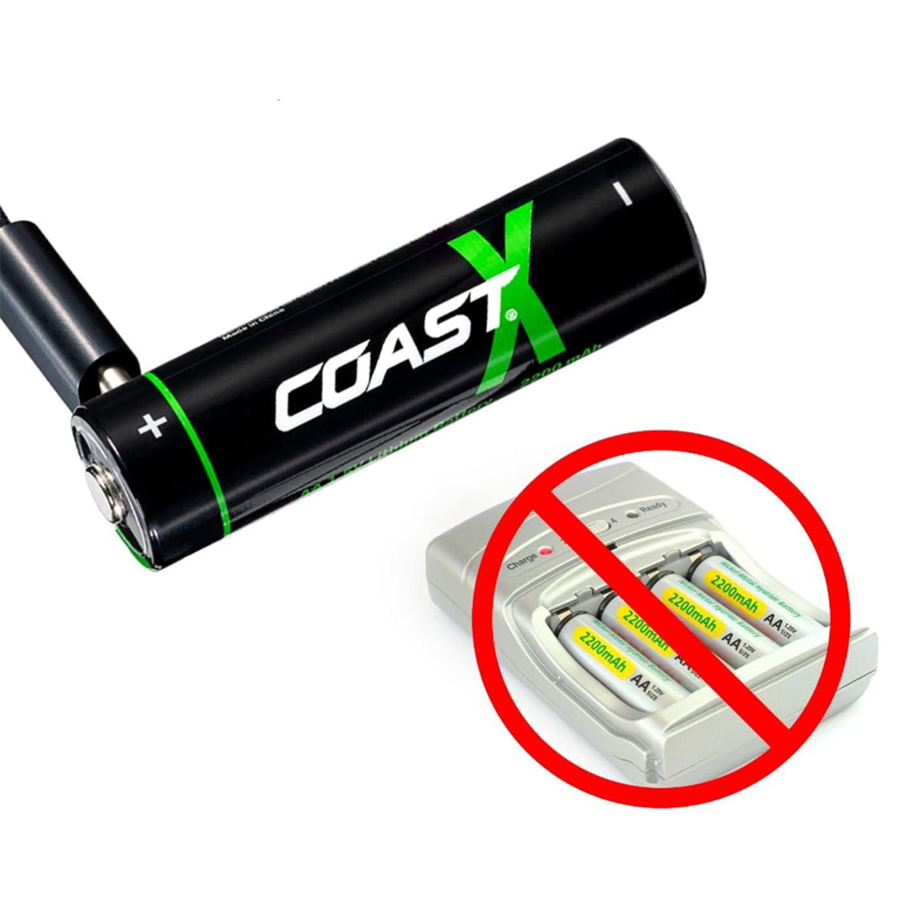 Batteri Coast Uppladdningsbara AA 1,5V 2400 mAh 4-pack inkl Laddningskabel