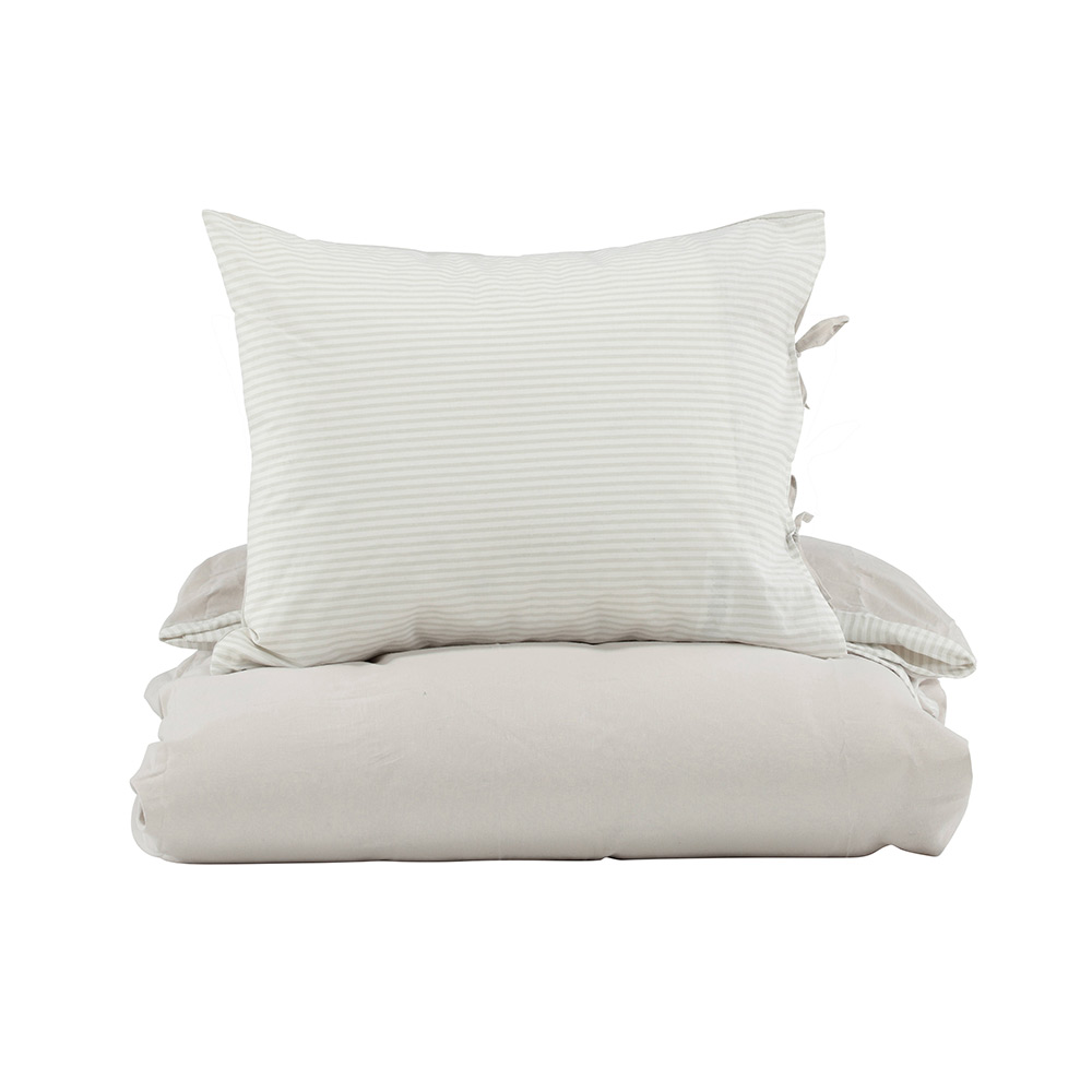 Jenna Bed Set Linen Cotton Light Grey 150x200 cm Färg: Ljusgrå, Mått: 150x200 cm