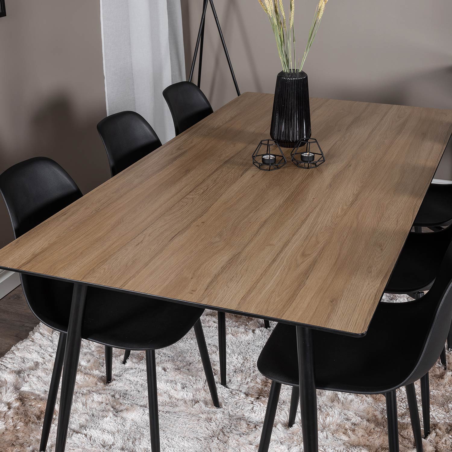 Silar Table -Melamine+Polar  Chair - / Black _6 Natur/Svart