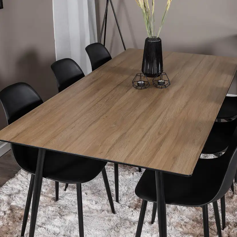 Silar Table -Melamine+Polar Chair - / Black _6 Natur/Svart