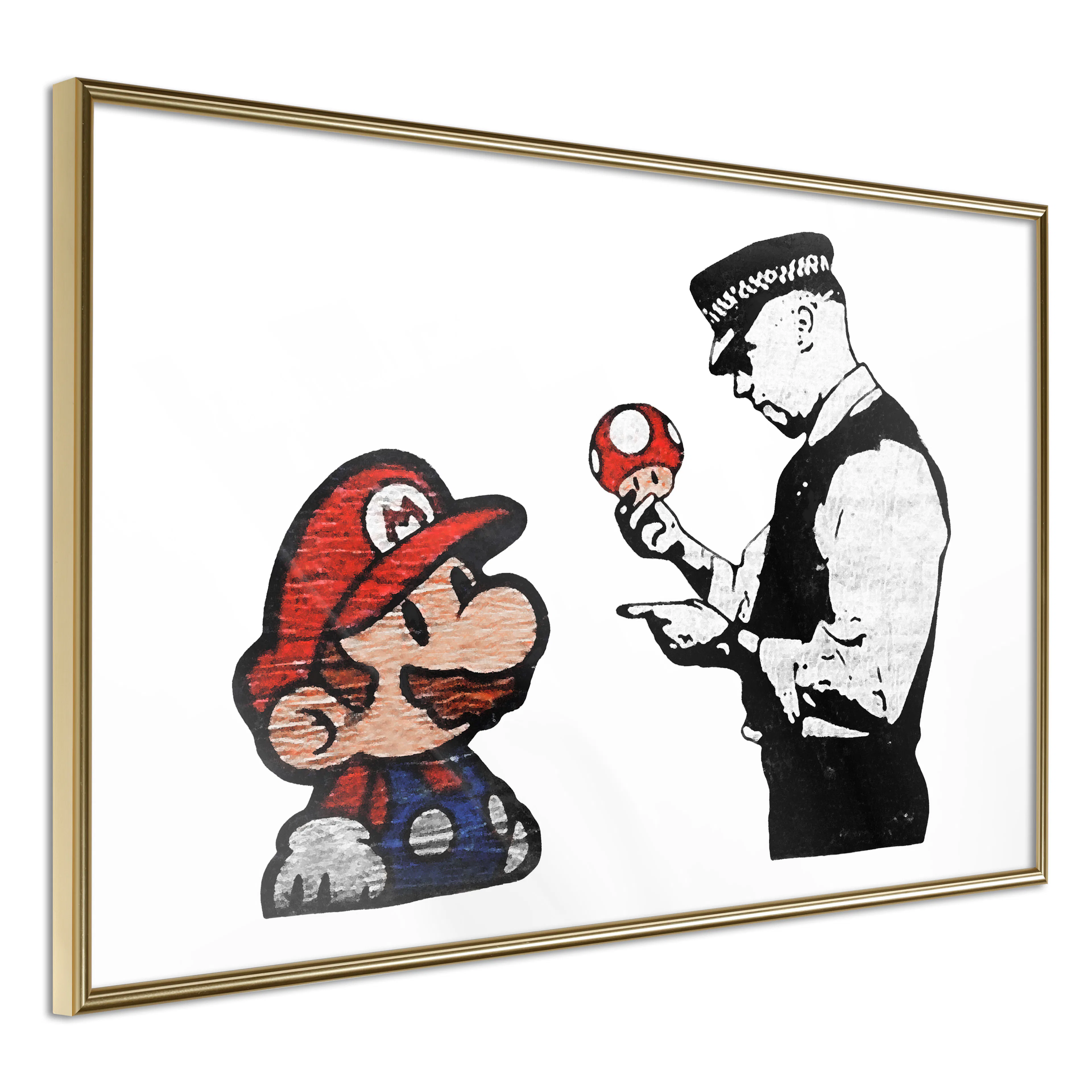 Affisch - Banksy: Mushroom Picker [Poster] 90x60 Guld ram, 90x60 cm