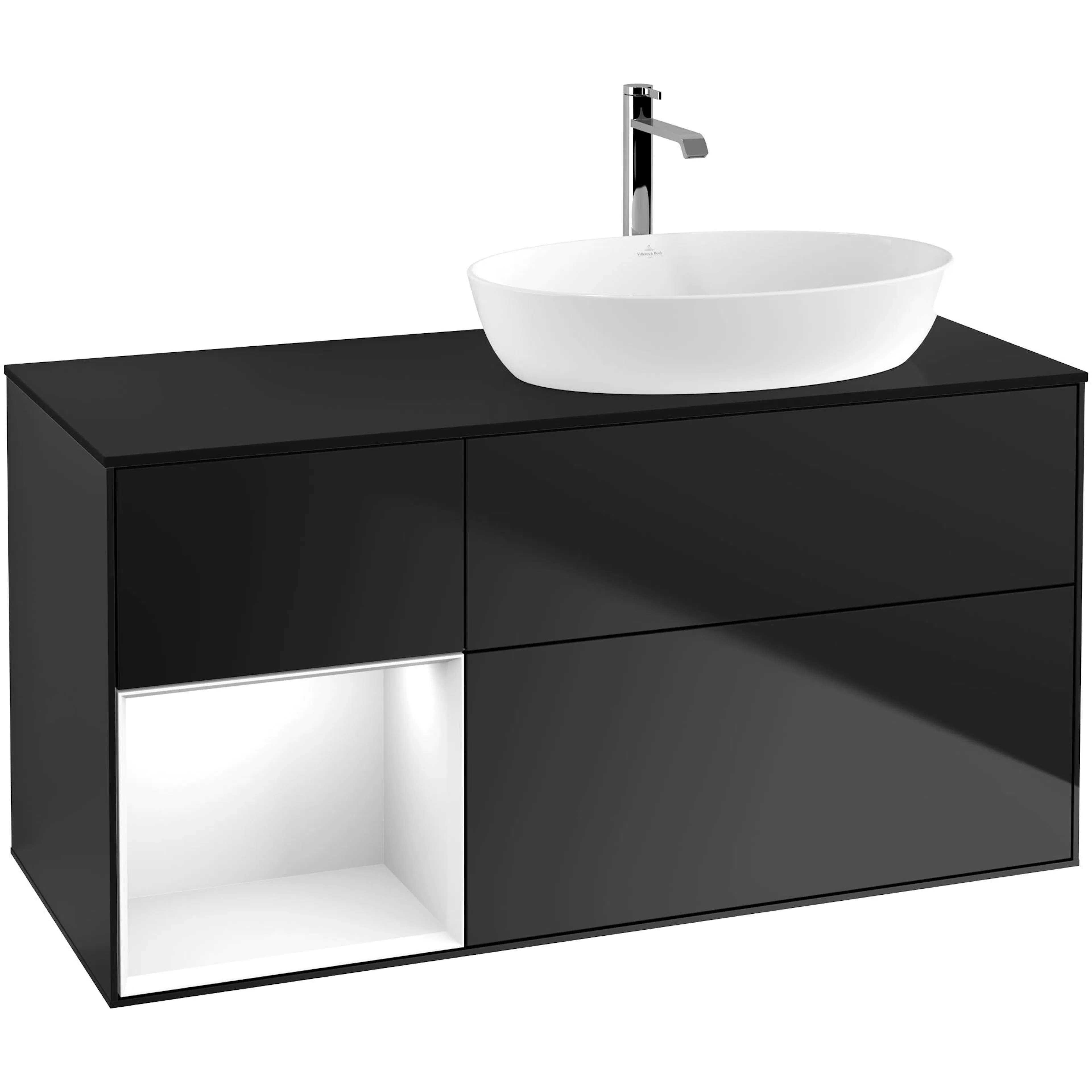 Tvättställsskåp Villeroy & Boch Finion med 3 Lådor Hylla och Bänkskiva för Ocentrerat Tvättställ från Artis & Collaro