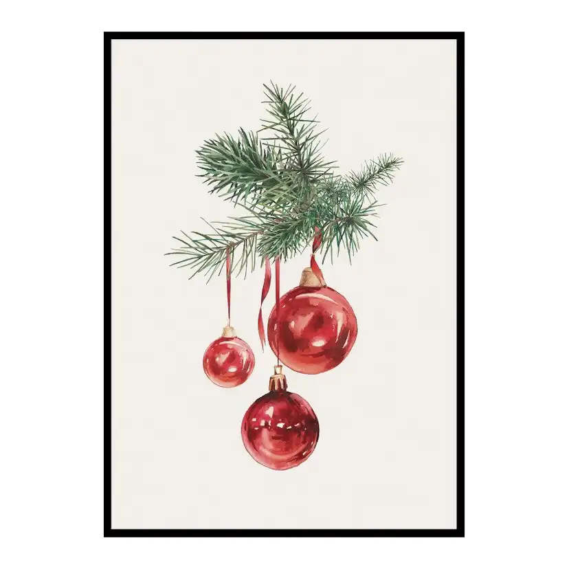 Poster Gallerix Watercolor Christmas Balls