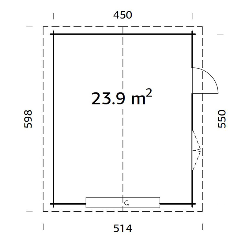 Garage Roger 23,9 m2 med Takskjutport Obehandlad