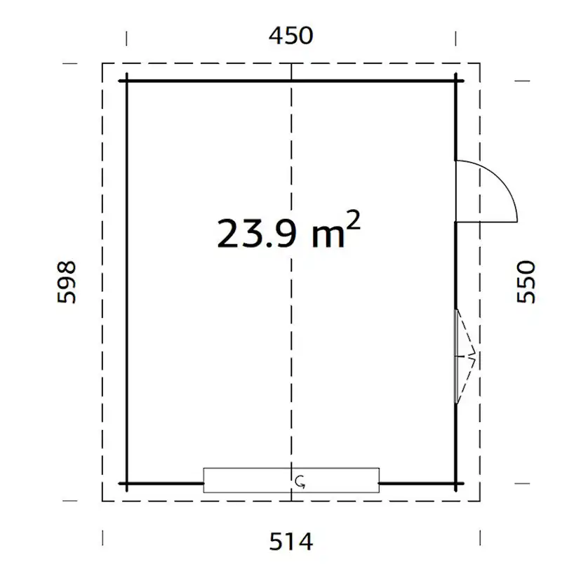 Garage Roger 23,9 m2 med Takskjutport Obehandlad