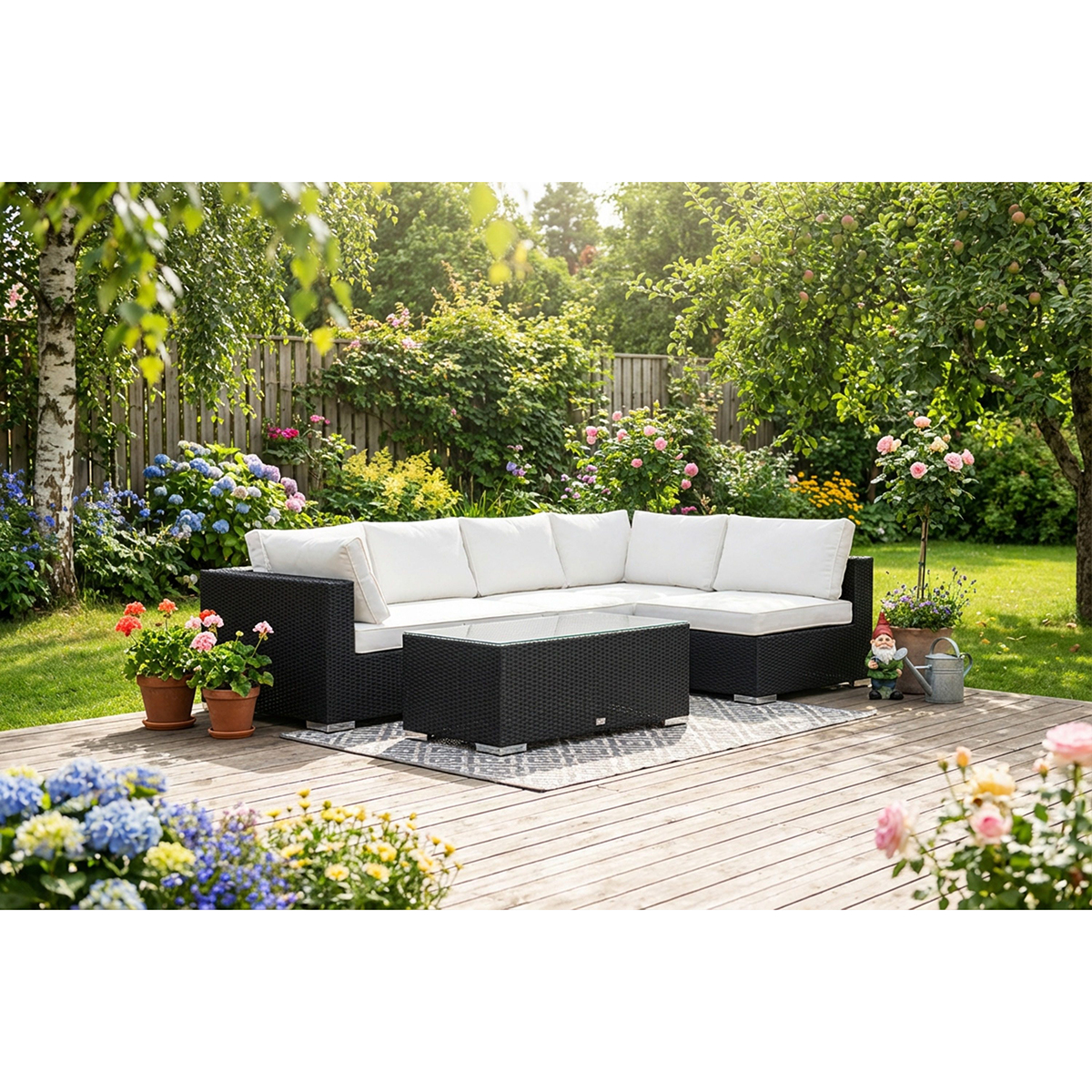 Loungegrupp Comfort Garden Bahamas utomhus loungegrupp 5-sits med vändbar schäslong och bord