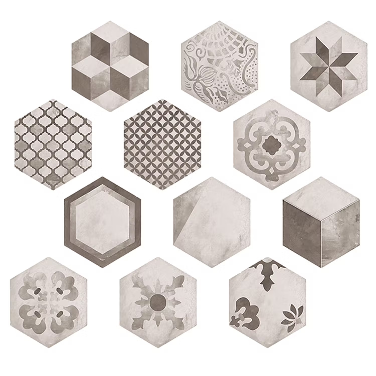 Kakeldekor Konradssons Terra Black Hexagon Mix 22x25 cm