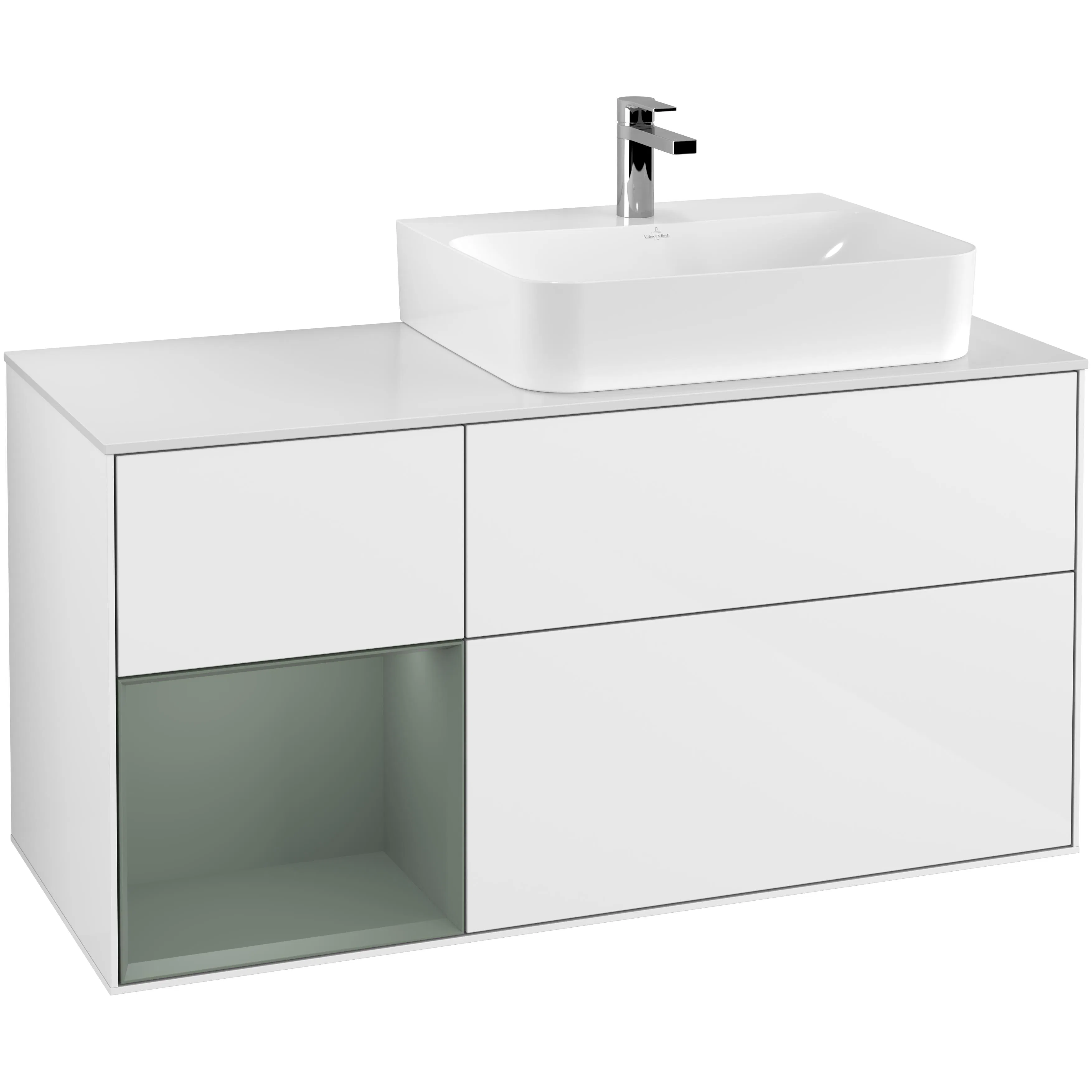 Tvättställsskåp Villeroy & Boch Finion med 3 Lådor Hylla och Bänkskiva för Ocentrerat Tvättställ
