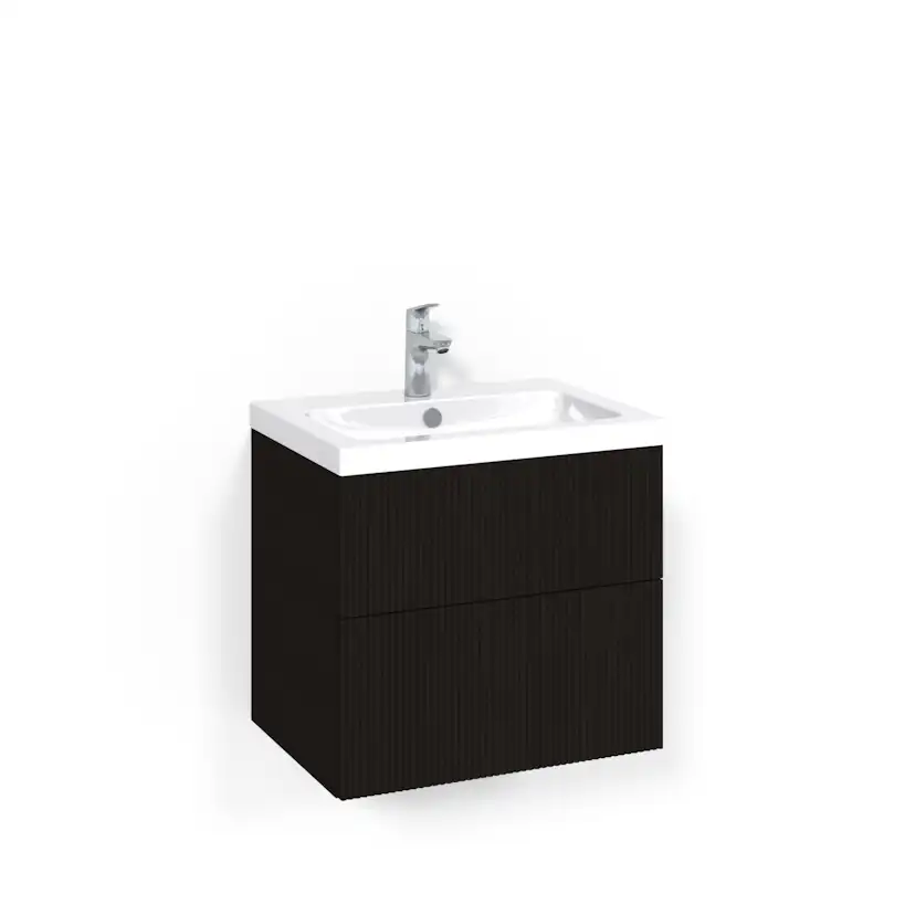 Crown Kom 60x45 Sv.ek Li L45 Svart Ek, 600 mm, Tvättställ Light 45, Utan Pushfunktion