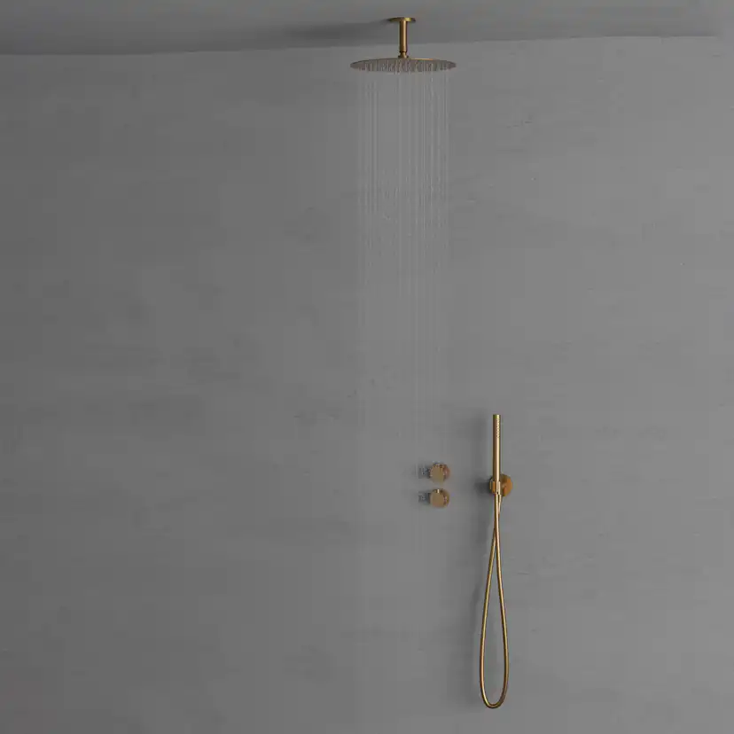 Takduschset Scandtap Steel Harmonized 2Y för Inbyggnad Sand Sand/Mässing
