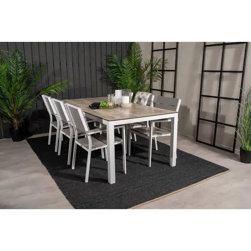 Matgrupp Venture Home Llama Matgrupp Utomhus 205cm med 6 Levels Stapelbara Matstolar