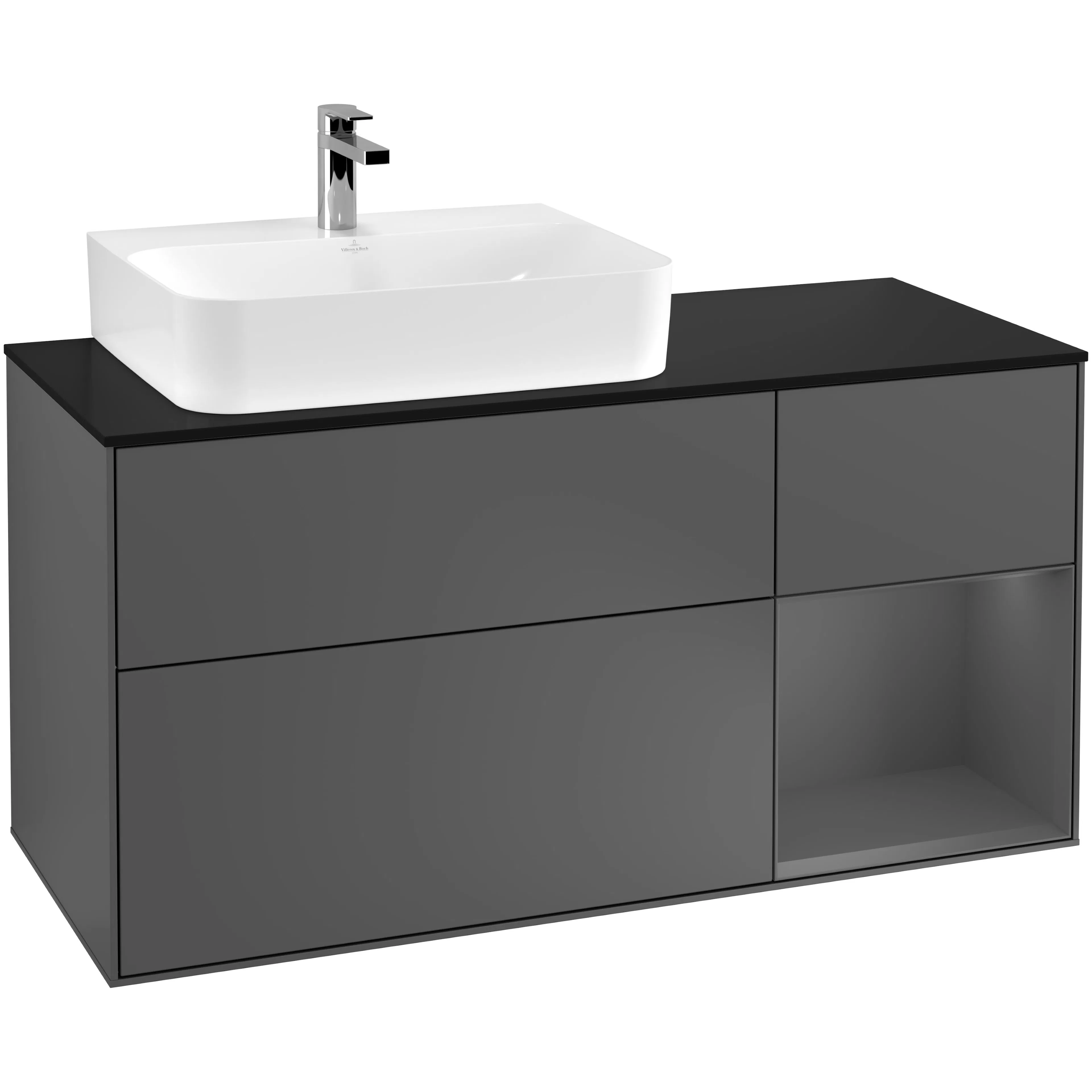 Tvättställsskåp Villeroy & Boch Finion med 3 Lådor Hylla och Bänkskiva för Ocentrerat Tvättställ