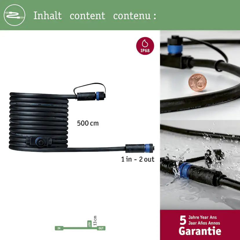 Anslutningskabel Paulmann Plug & Shine IP68 max. 150W 1in-3ut