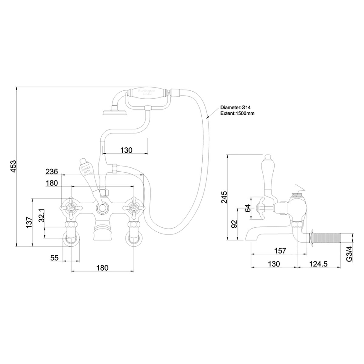 Dusch- och Badkarsblandare Burlington CL17 Anglesey
