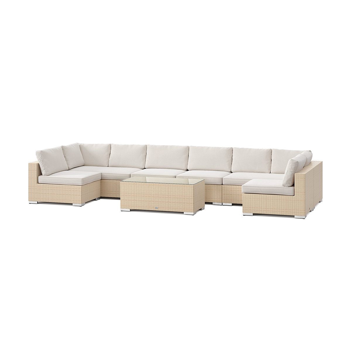 Loungegrupp Comfort Garden Bahamas U-formad utomhus loungegrupp med öppet avslut, 8-sits med bord