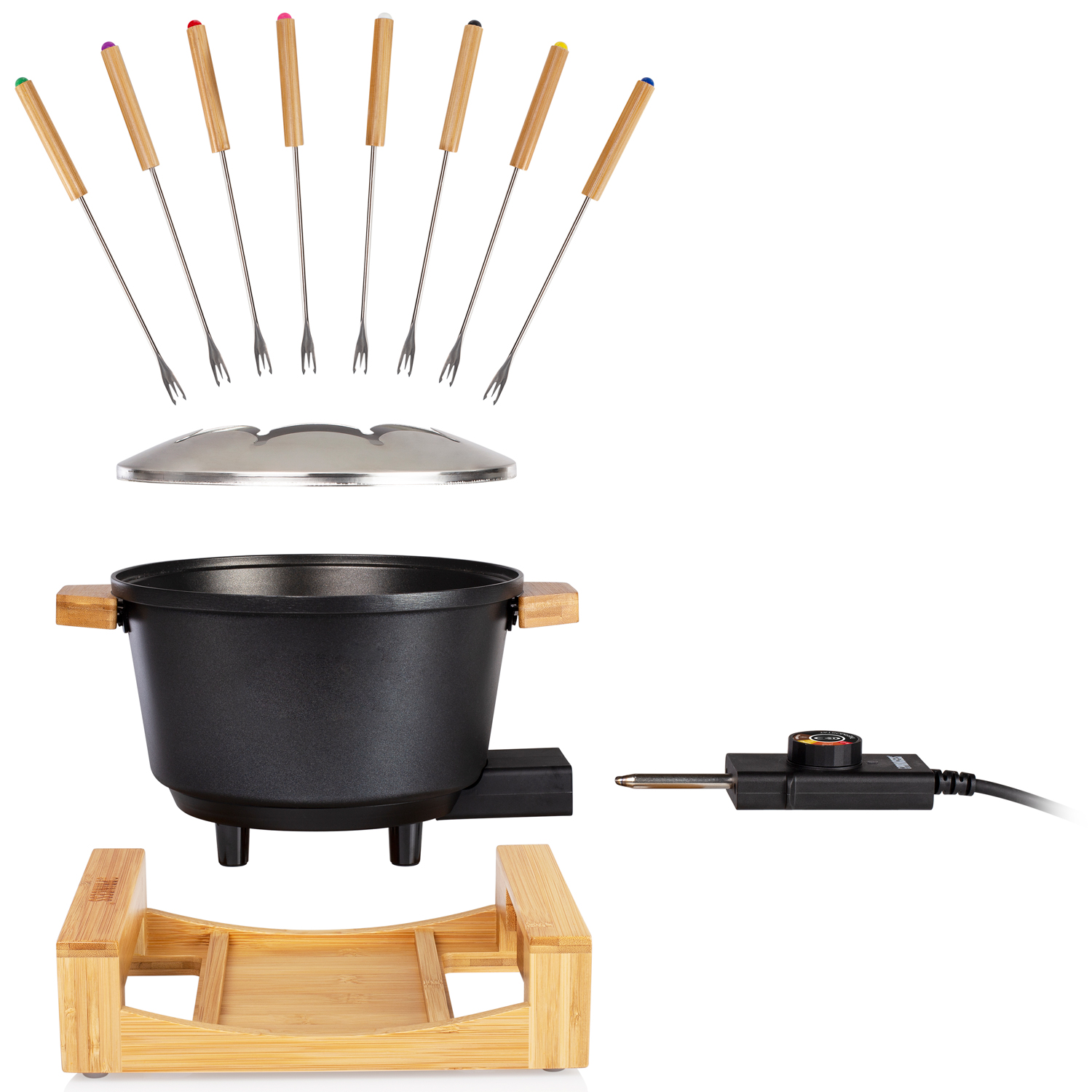 Fondueset Princess Pure Bamboo 1,5L 8 st Pinnar
