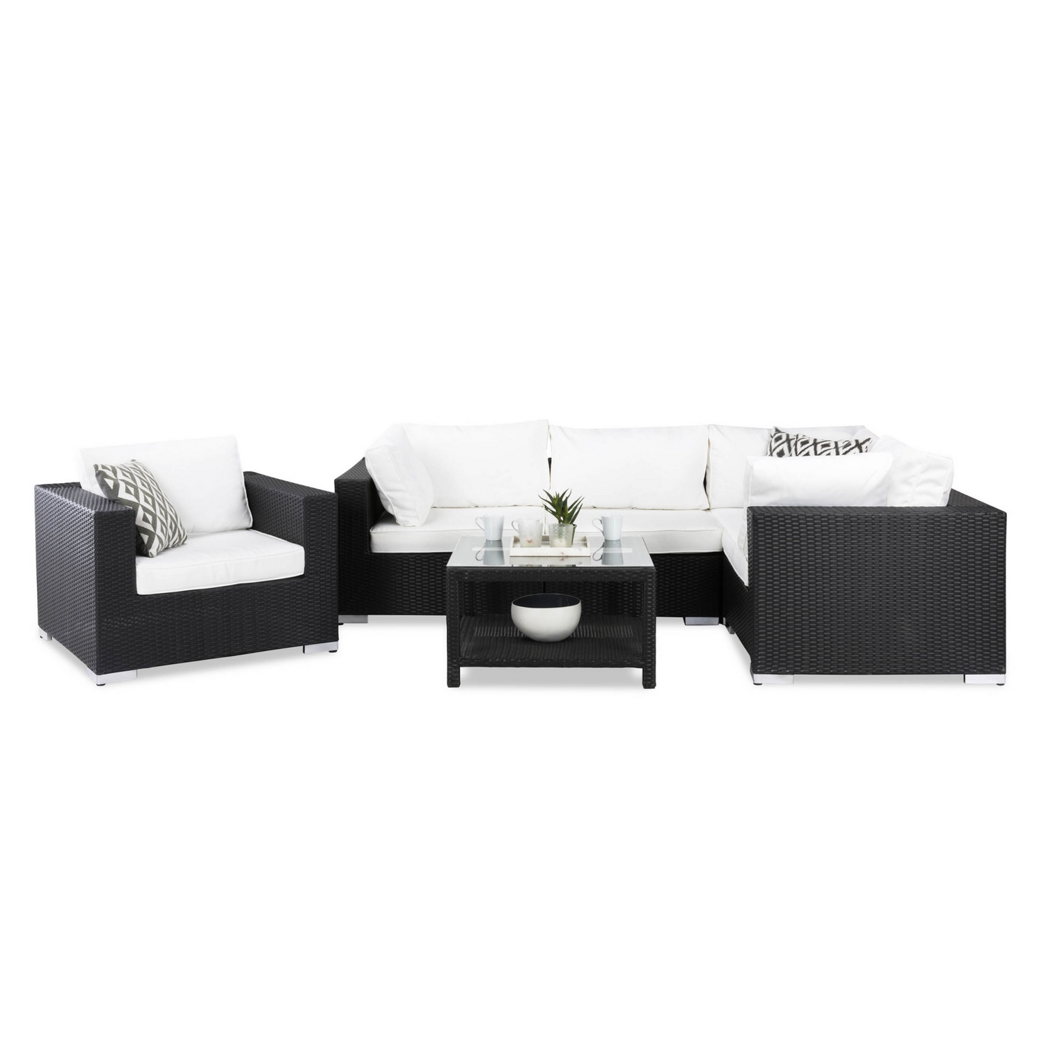 Loungegrupp Comfort Garden Bahamas 5-sits Hörn med Fåtölj och Bord 75x75