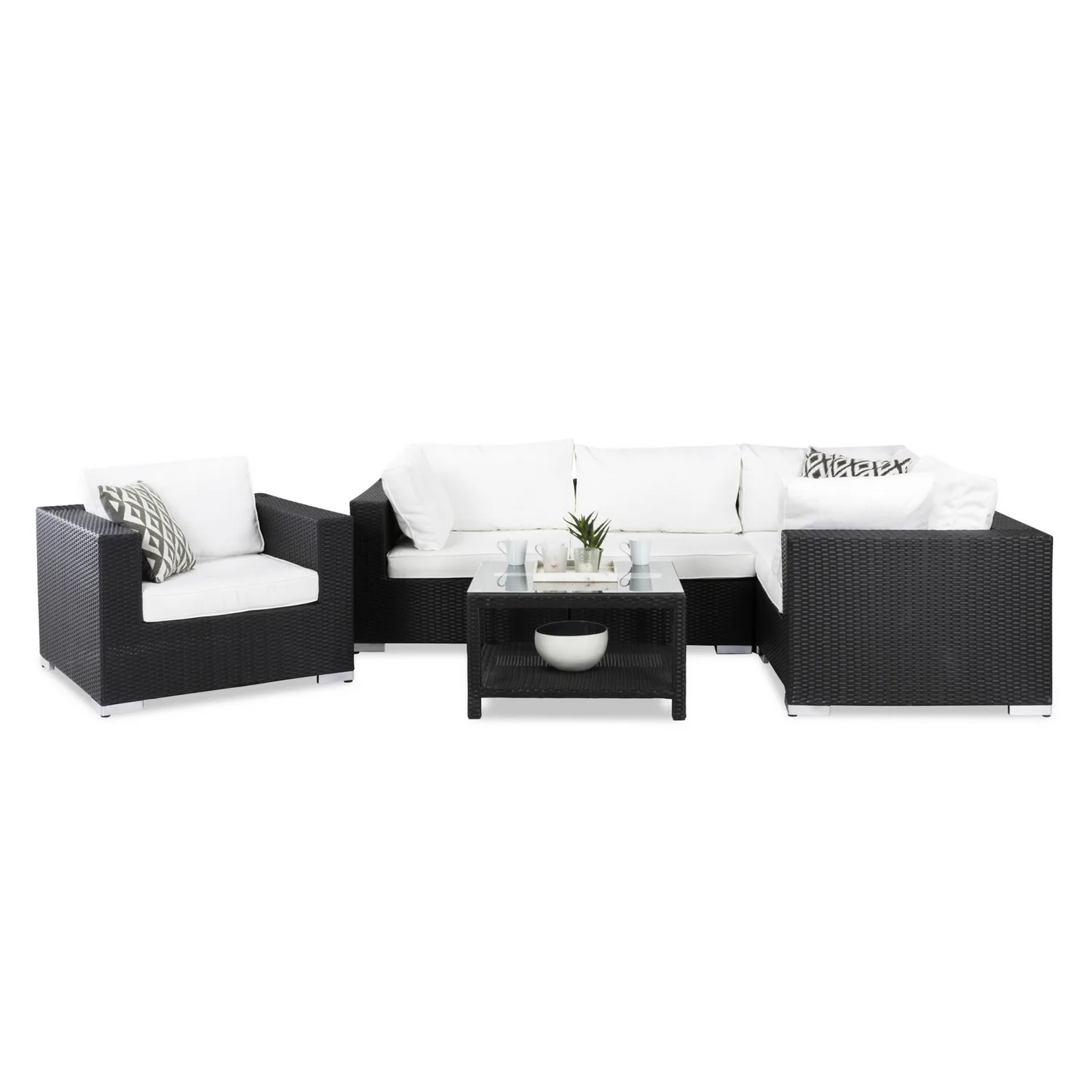 Loungegrupp Comfort Garden Bahamas 5-sits Hörn med Fåtölj och Bord 75x75
