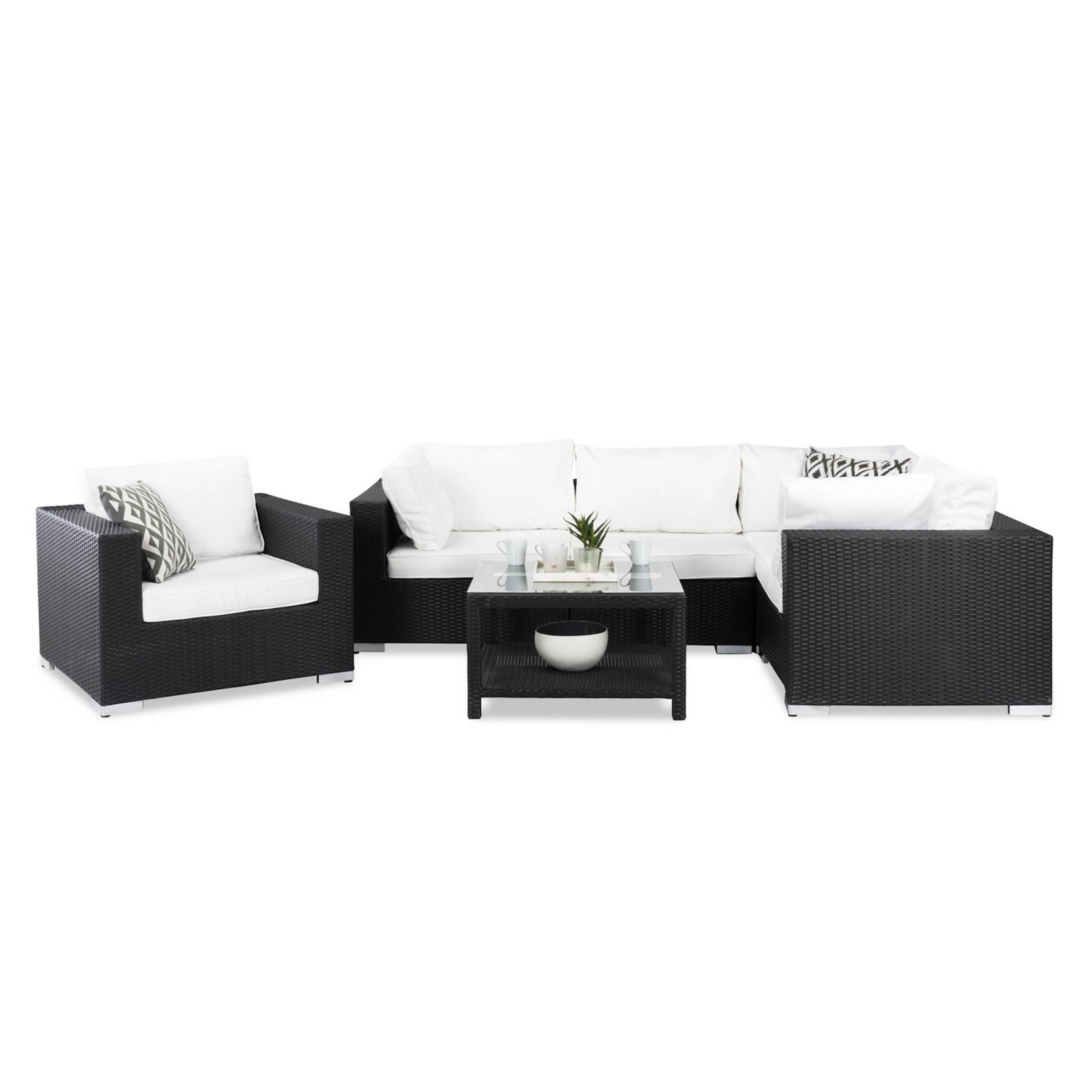 Loungegrupp Comfort Garden Bahamas 5-sits Hörn med Fåtölj och Bord 75x75