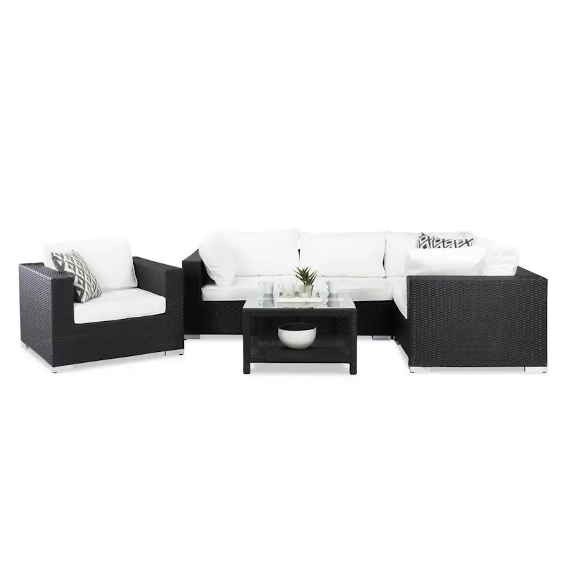 Loungegrupp Comfort Garden Bahamas 5-sits Hörn med Fåtölj och Bord 75x75