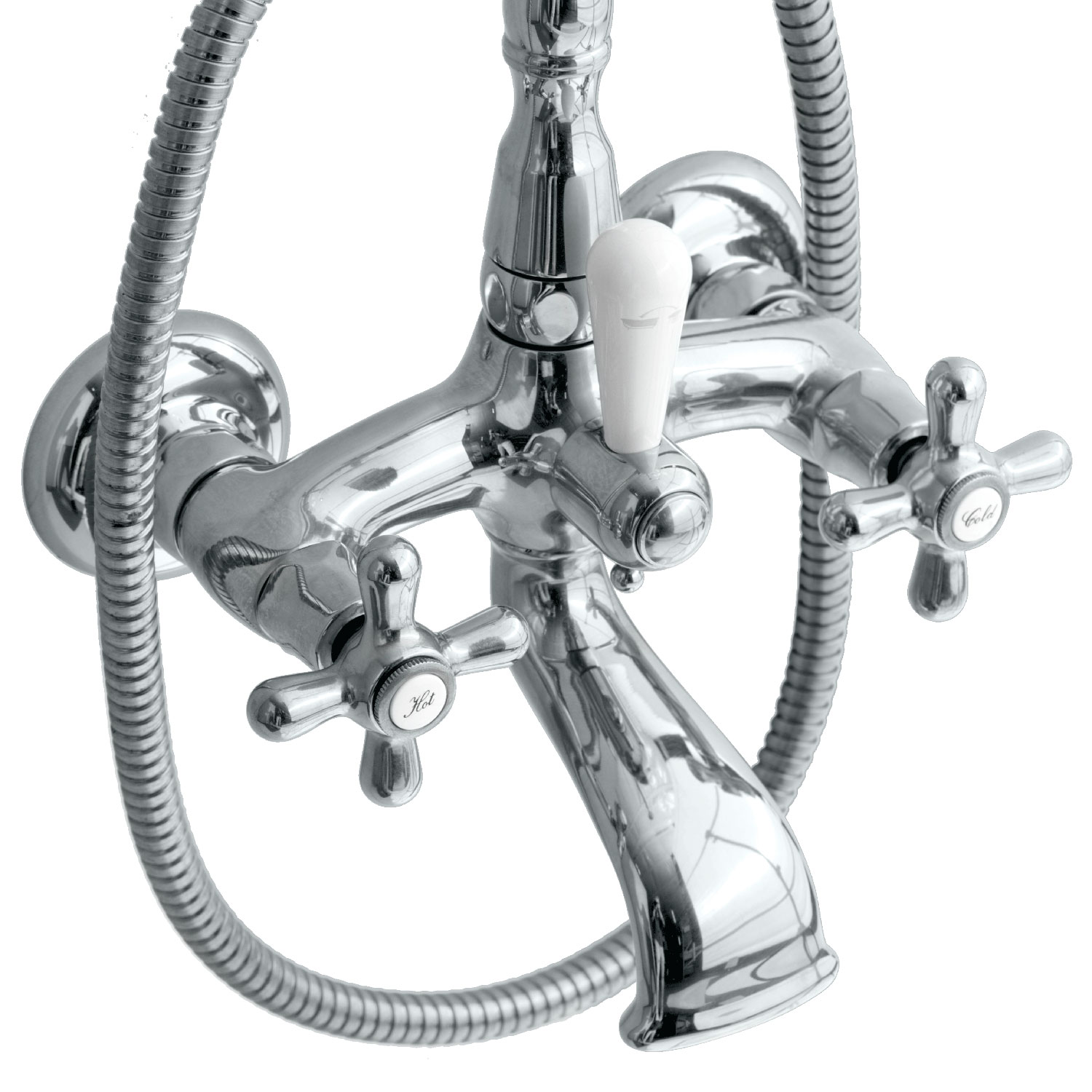 Lavabo Retro 2-grebs badekararmatur med håndbruser krom Krom