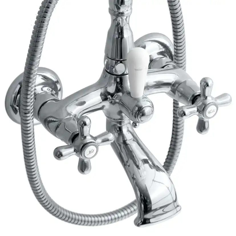 Lavabo Retro 2-grebs badekararmatur med håndbruser krom Krom