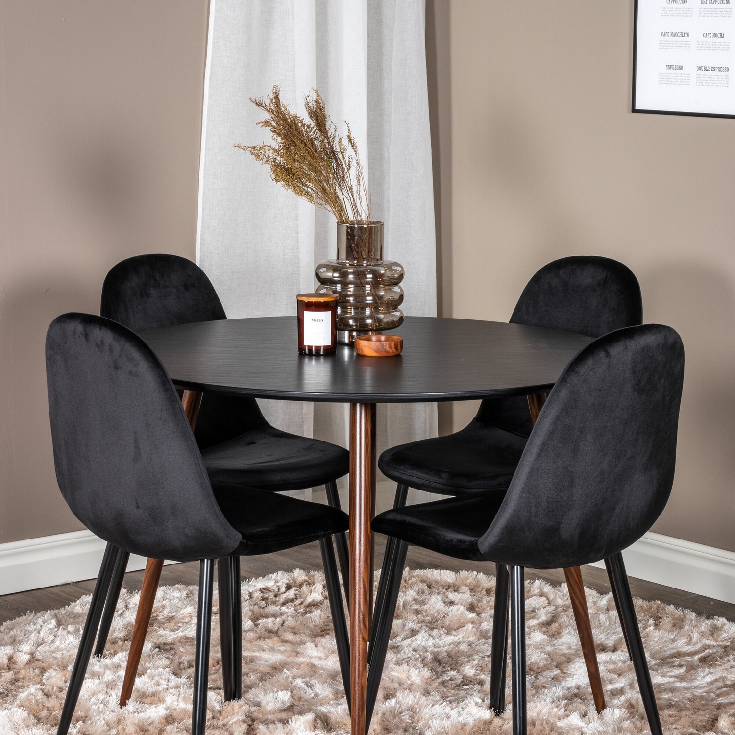 Matgrupp Venture Home Plake med 4 Pobbie Stolar Sammet Runt