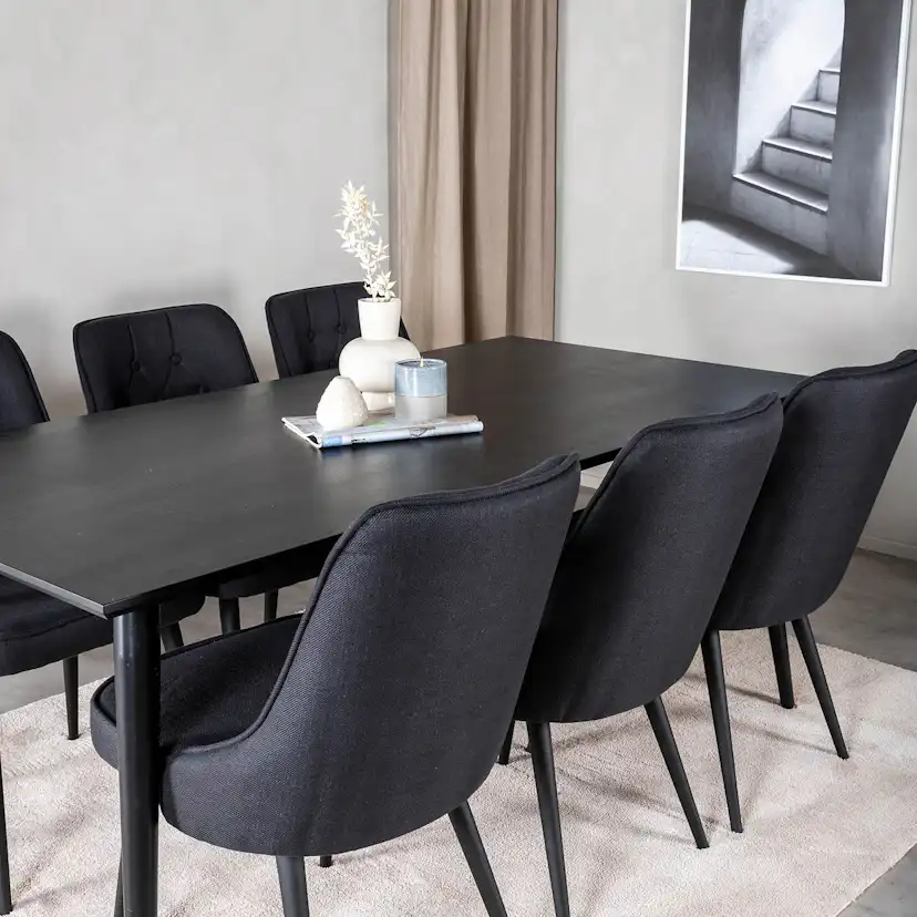 DippTable-Black Venee/Velvet Chair-Black _6 Svart/Svart