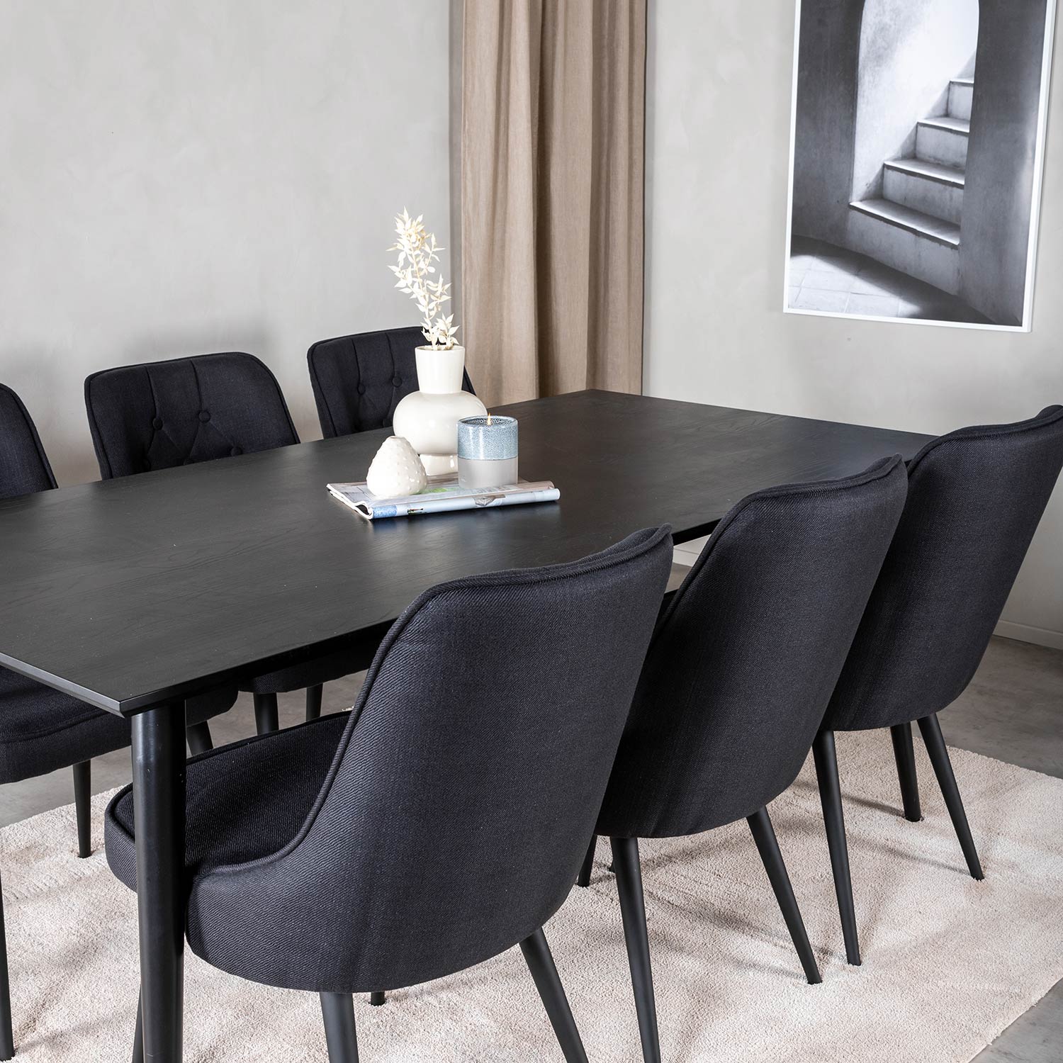 Matgrupp Venture Home Dipp med 6 Velvet Deluxe Stolar
