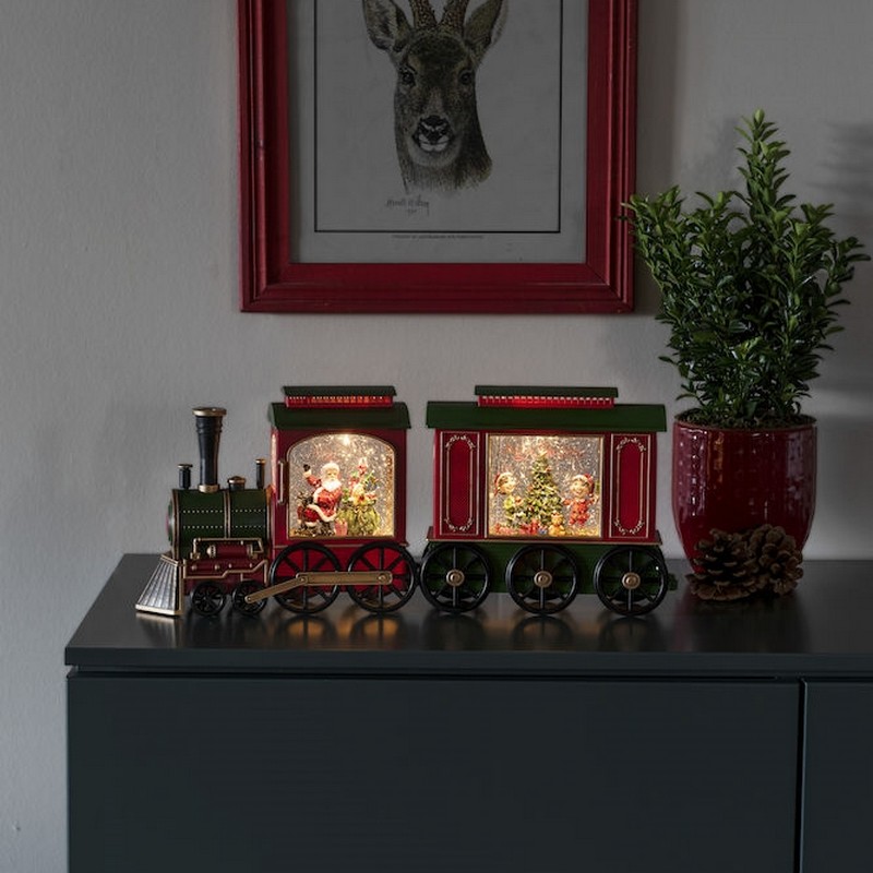 Bordsdekoration Gnosjö Konstsmide Vattenfyllt Tåg/Tomte LED