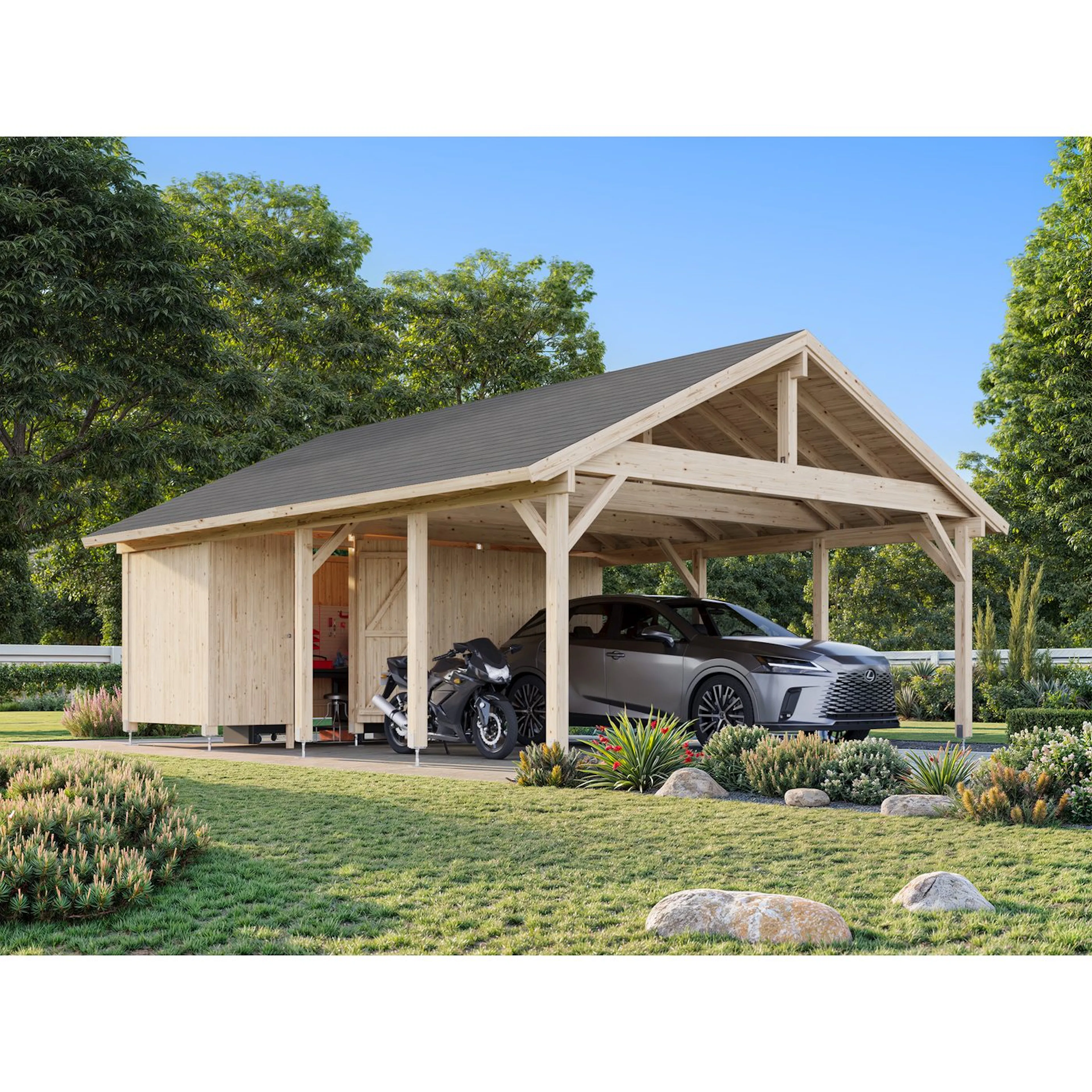 Carport Palmako Robert 40,6 m2 med Förråd